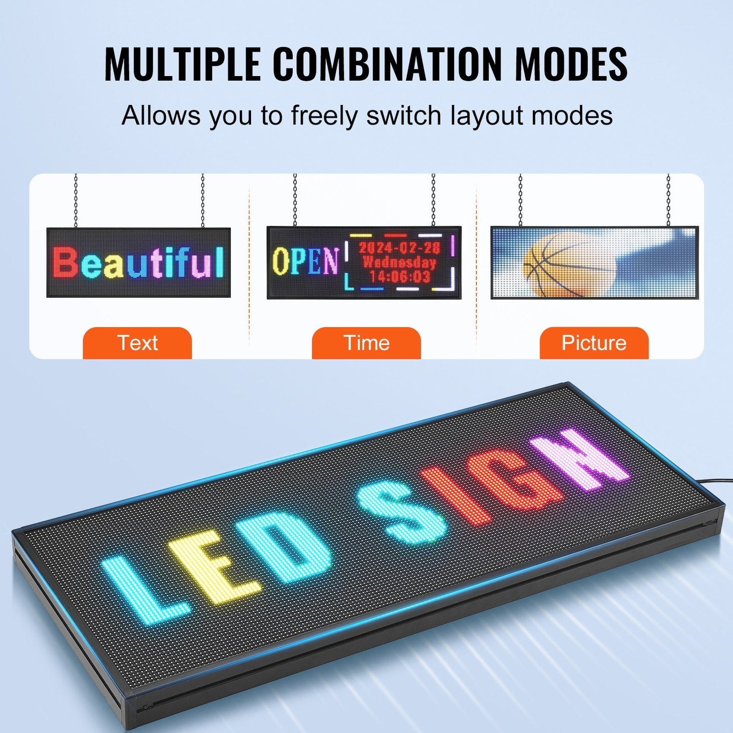 Programmable LED Display Board, Full Color Scrolling Sign for Business & Events