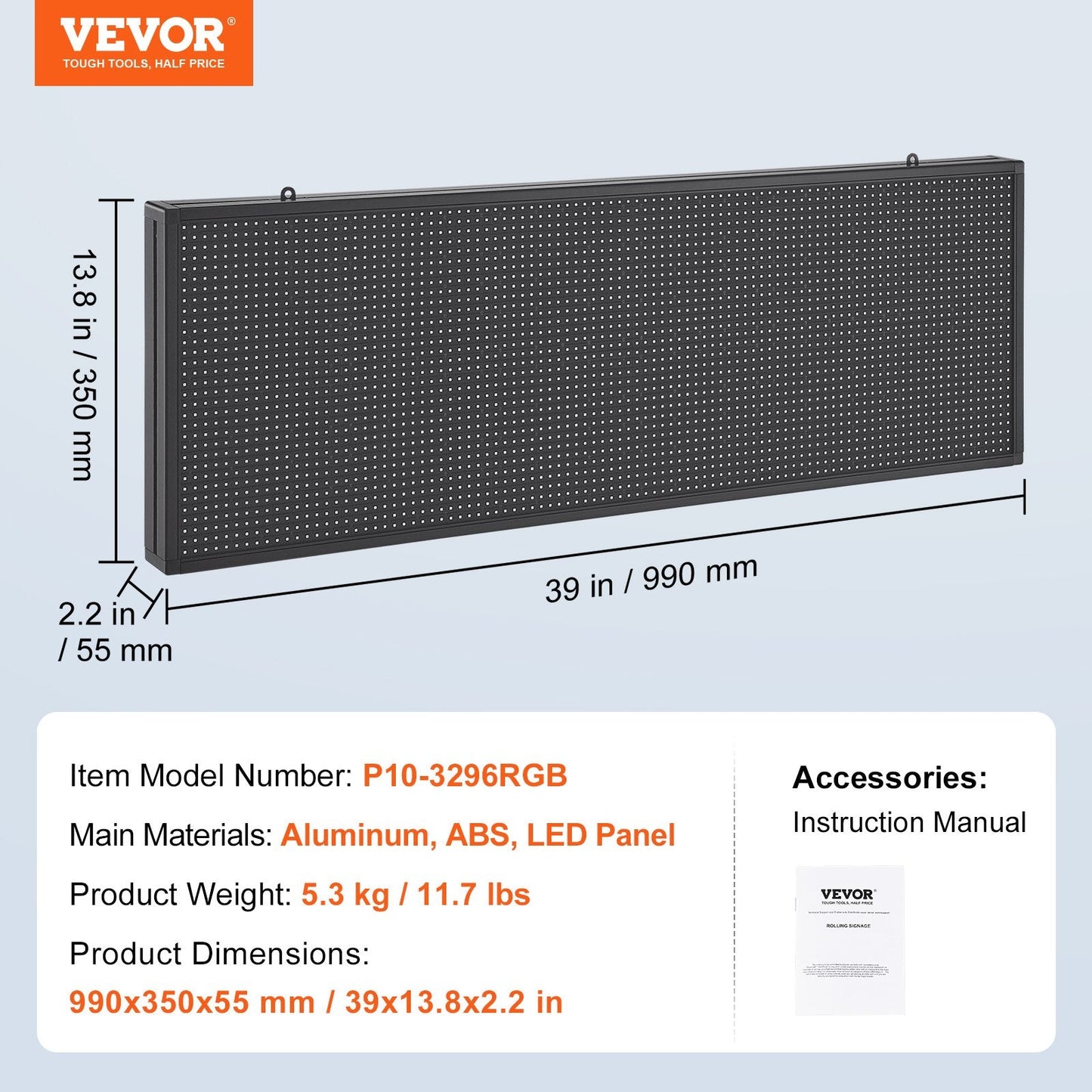 Programmable LED Display Board, Full Color Scrolling Sign for Business & Events