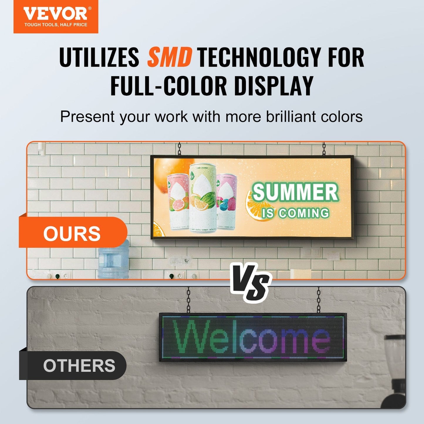 Programmable LED Display Board, P6 Full Color, 99x41cm, Custom Text & Animation