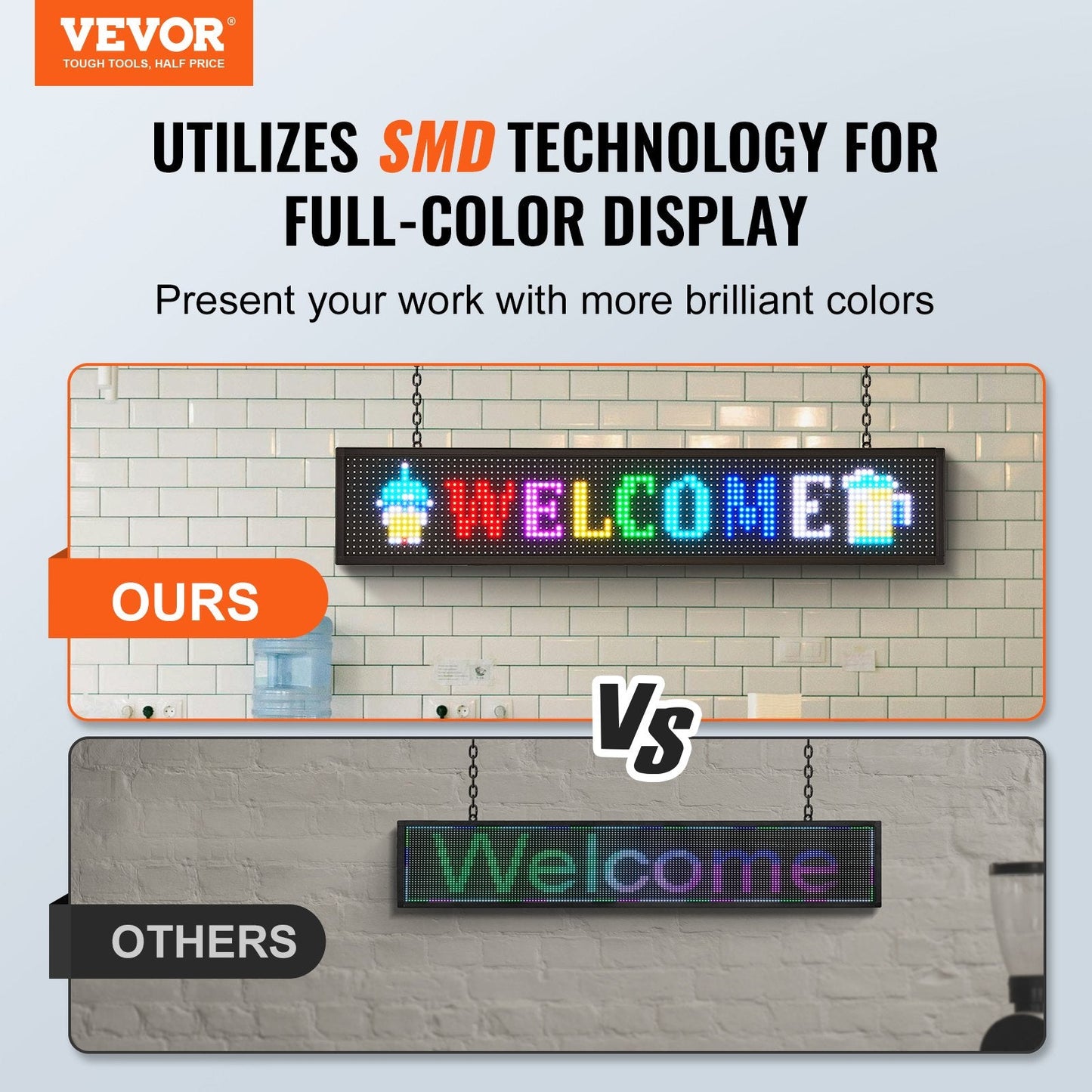 Programmable Full Color LED Display Board with WiFi/USB, 99x19cm, 3.3 kg