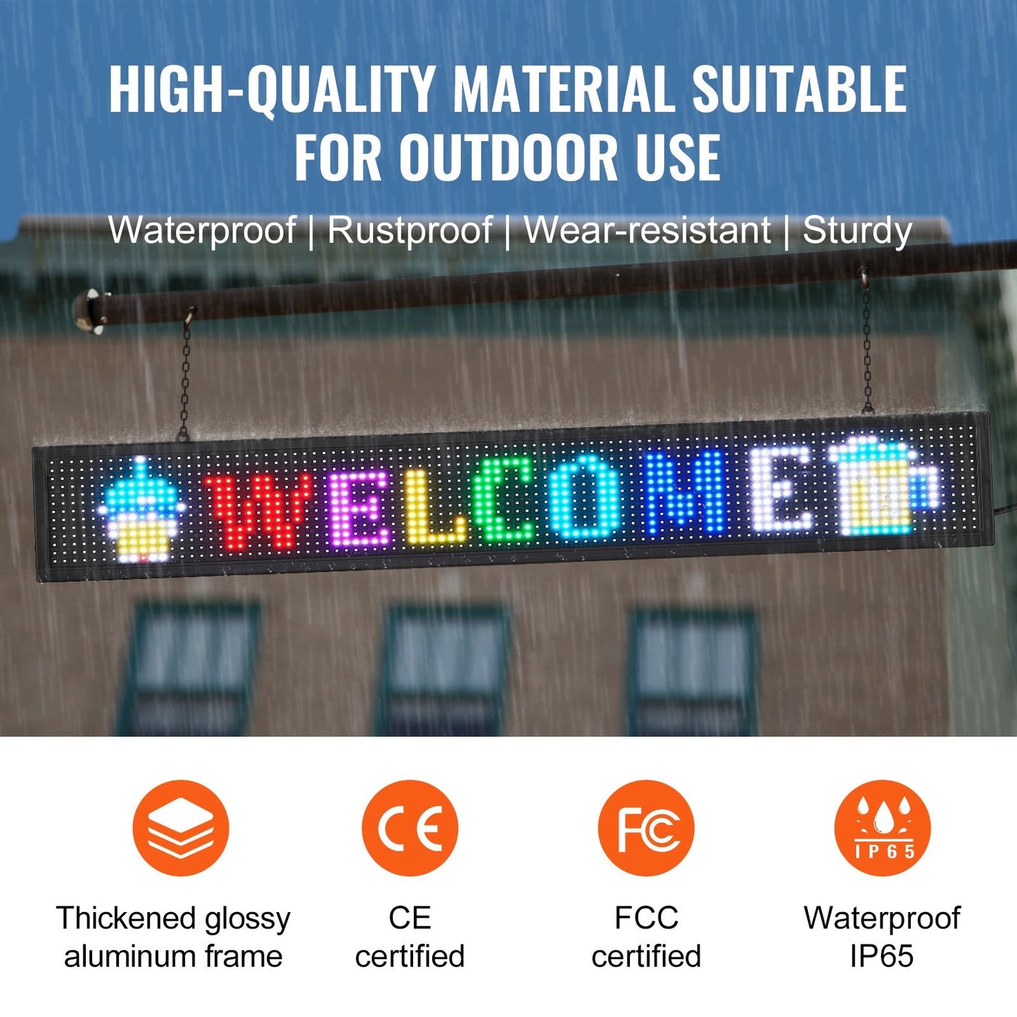 Programmable LED Display Board, Full Color Scrolling Panel for Business Use