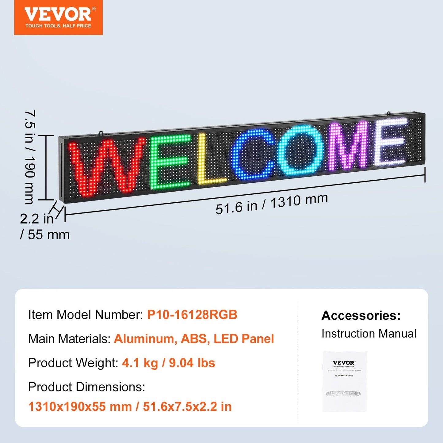Programmable LED Display Board, Full Color Scrolling Panel for Business Use