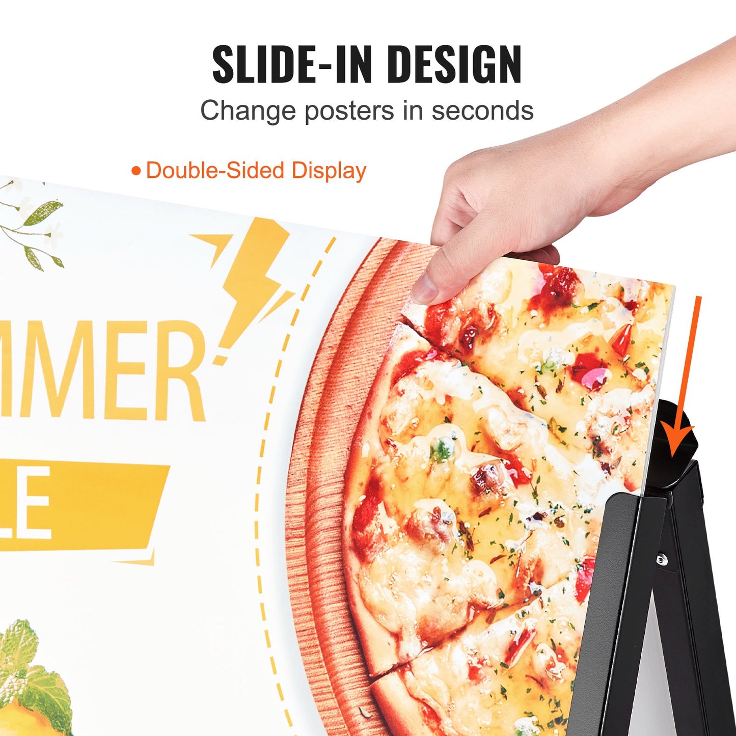 VEVOR A Frame Sidewalk Sign, 61x91cm Heavy Duty Slide-in Signboard Holder, Double-Sided