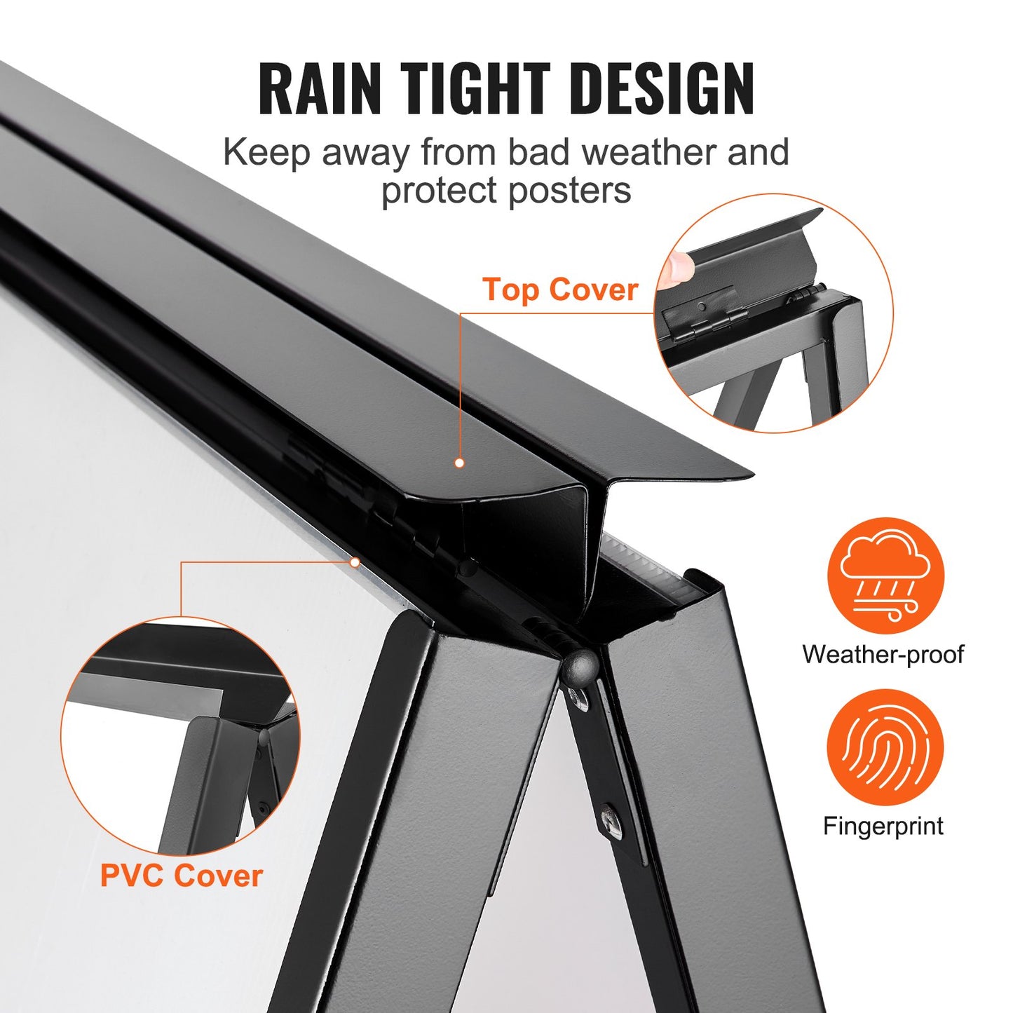 VEVOR A Frame Sidewalk Sign, 61x91cm Heavy Duty Slide-in Signboard Holder, Double-Sided