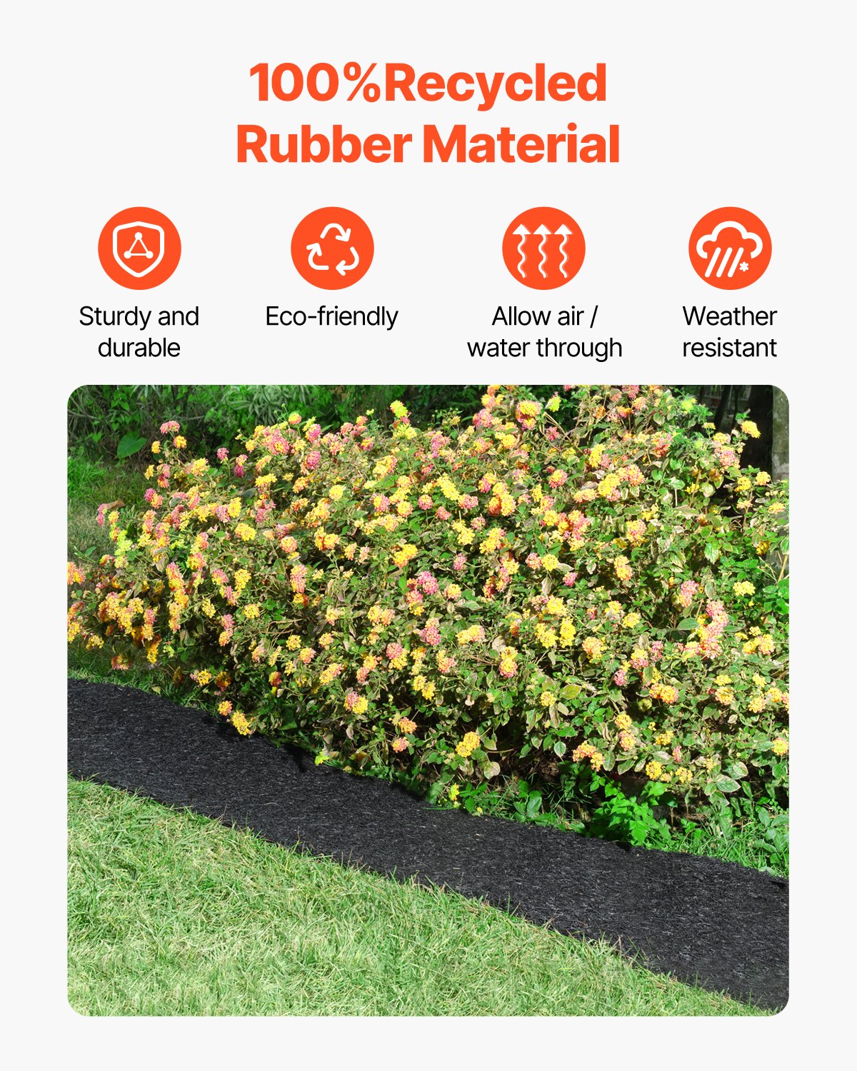 VEVOR Rubber Mulch Roll for Landscaping 96 x 22in Rubber Mulch Mat Pathway