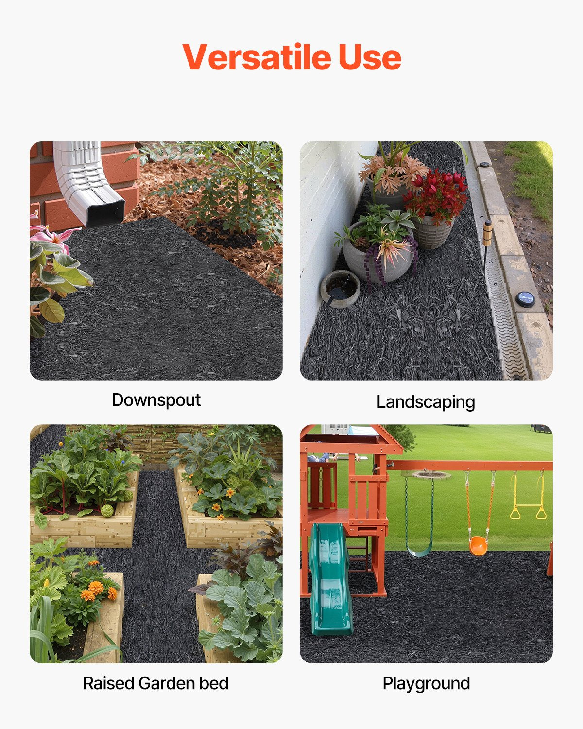 VEVOR Rubber Mulch Roll for Landscaping 96 x 22in Rubber Mulch Mat Pathway