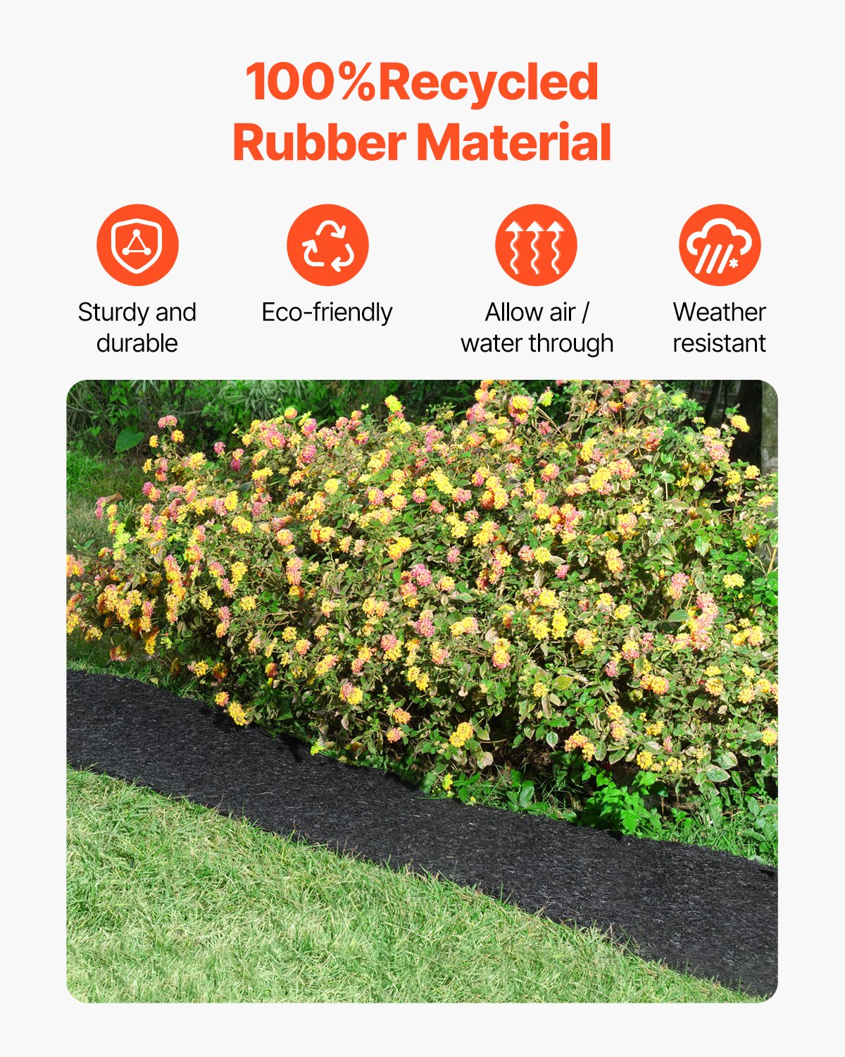 VEVOR 2 Rolls Rubber Mulch Roll for Landscaping 96 x 22in Rubber Mulch Mat