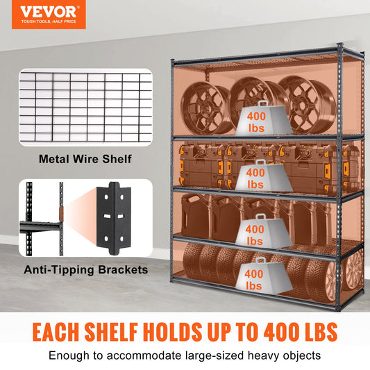 VEVOR Storage Shelving Unit, 5-Tier Adjustable, 2000 lbs Capacity, Heavy Duty Garage