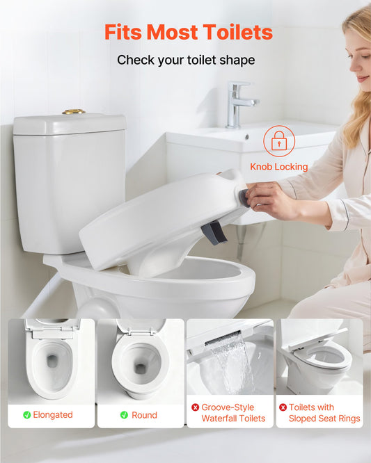 Raised Toilet Seat, 158.8 kg Capacity, 127 mm Lift Height, Commode Elevated Toilet Seat Riser with Enlarged Opening for Seniors, Elderly, Handicap, Disabled, Adults, Fits Elongated & Round Bowl