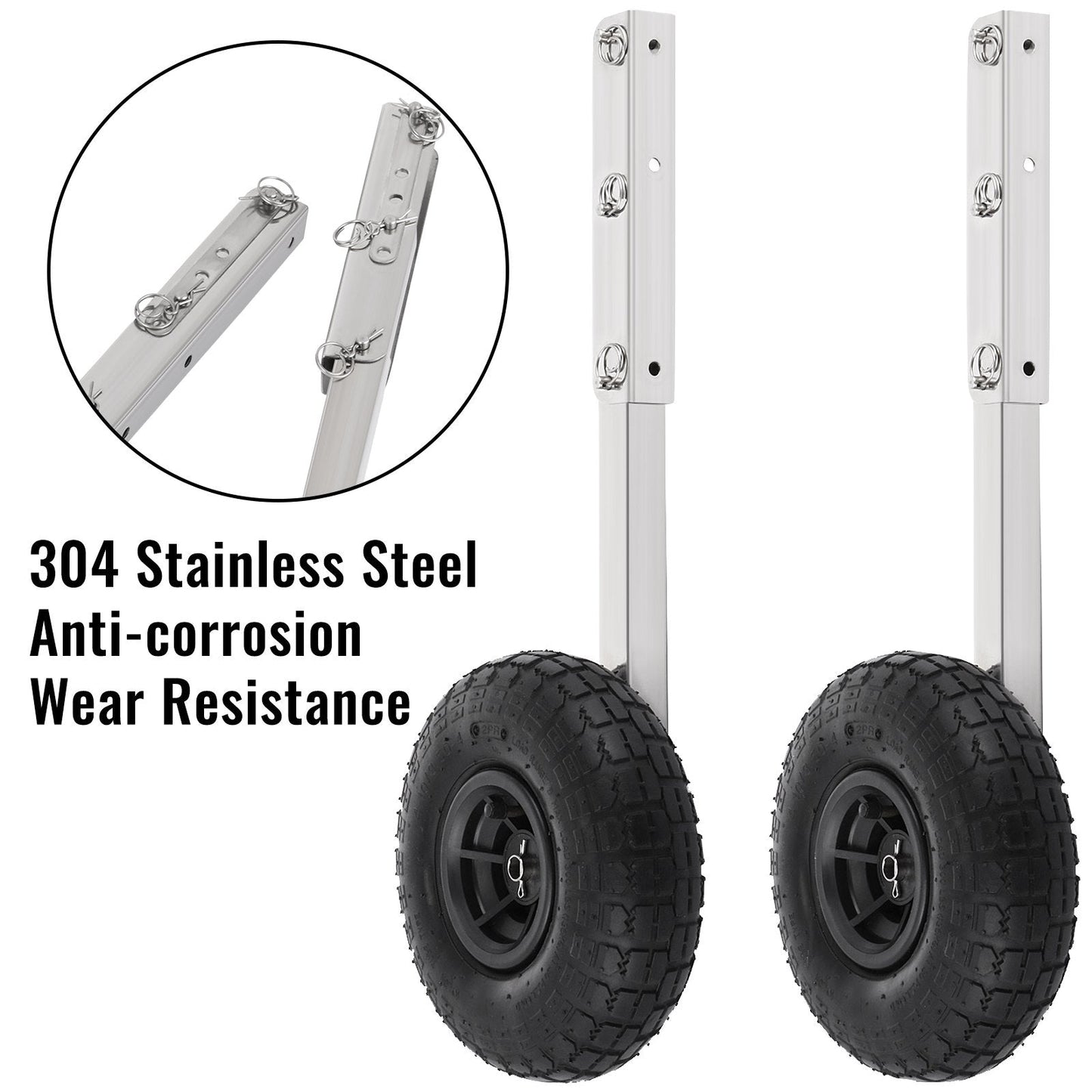 Stainless Steel Boat Launch Wheels, 140 kg Capacity, Easy-Install, 2-Pack