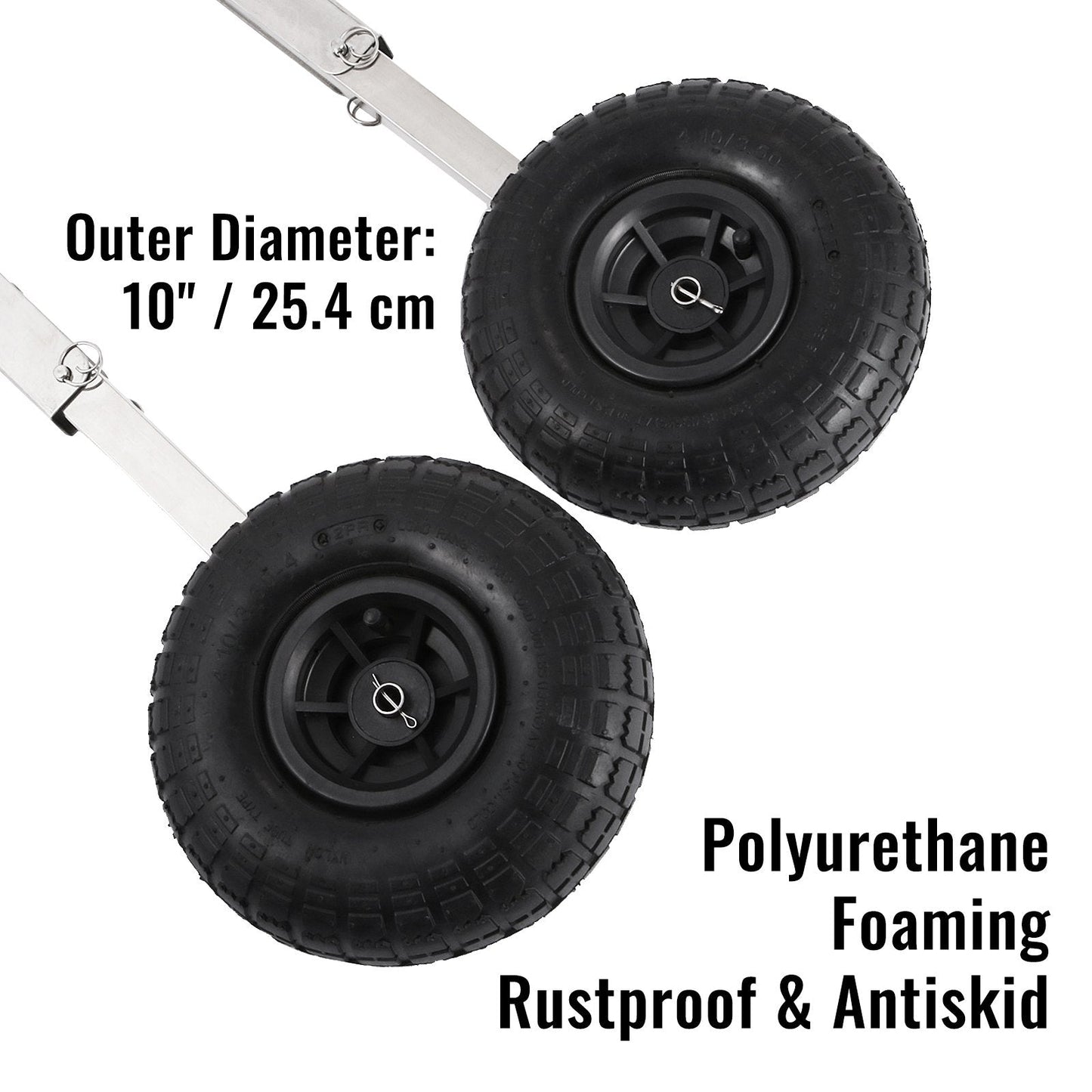 Stainless Steel Boat Launch Wheels, 140 kg Capacity, Easy-Install, 2-Pack