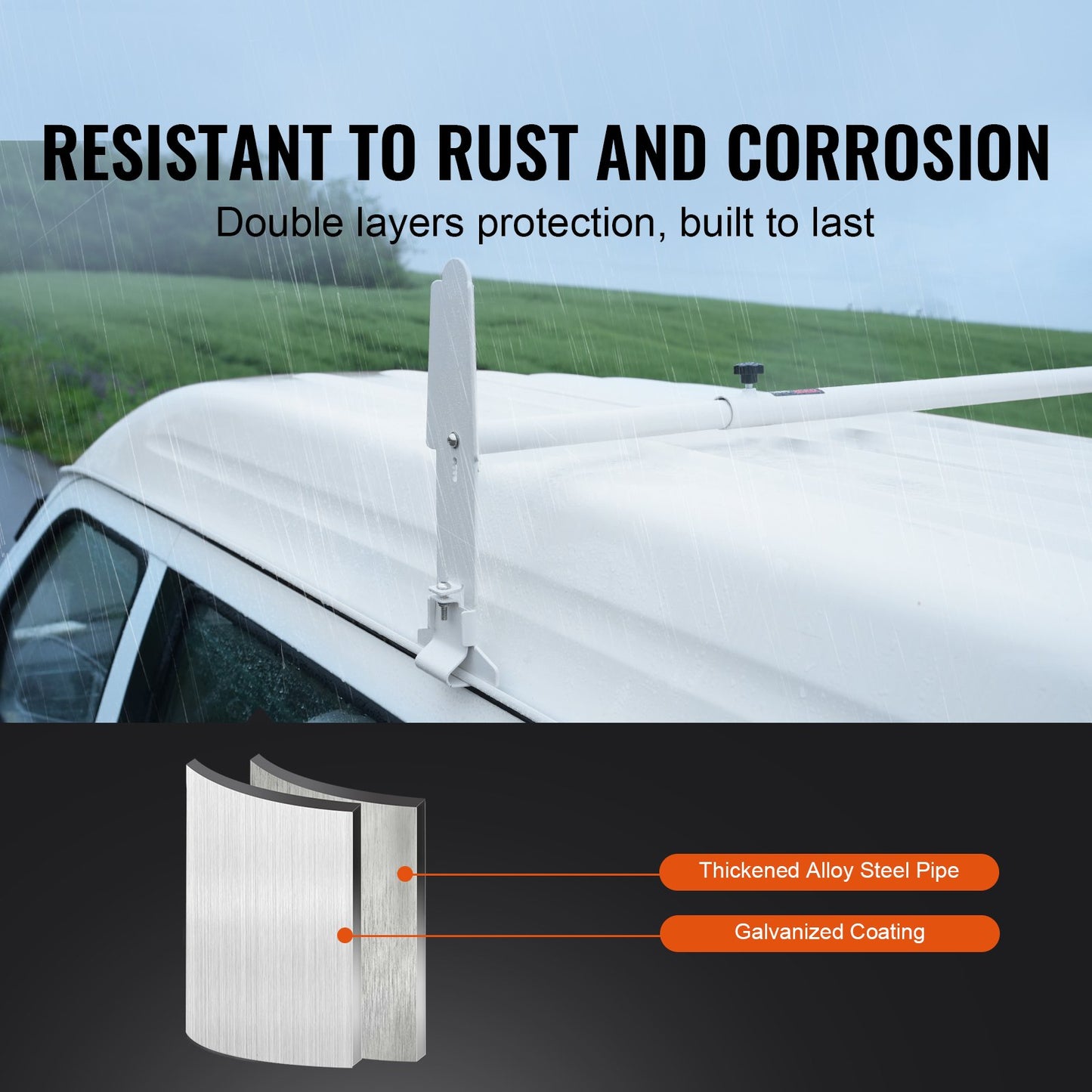 VEVOR 2-Bar Van Roof Ladder Rack Alloy Adjustable 47.2"-78.7" for Full-Size Vans