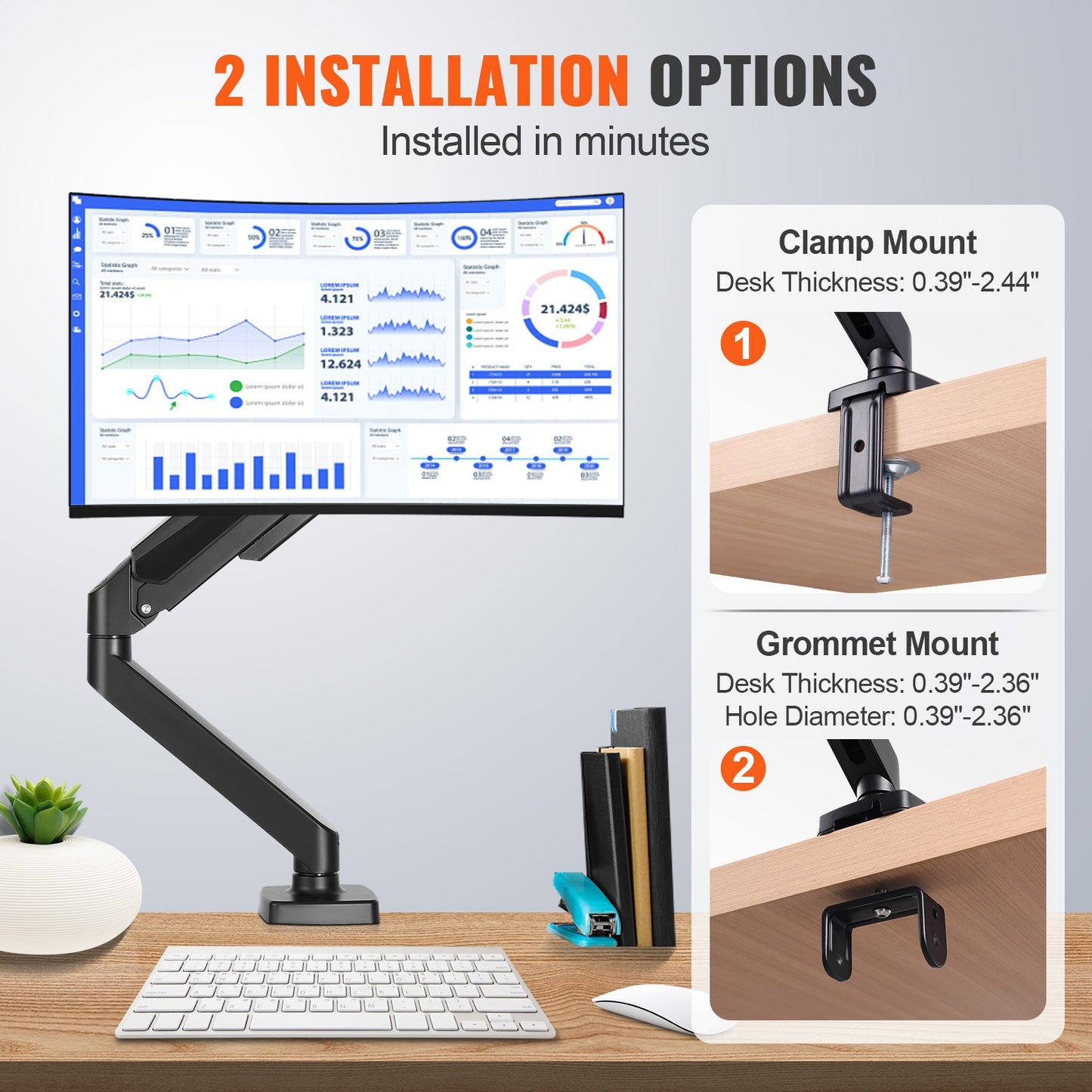 VEVOR Single Monitor Mount, Supports 13"-32"(330-813 mm)Screen, Fully Adjustable