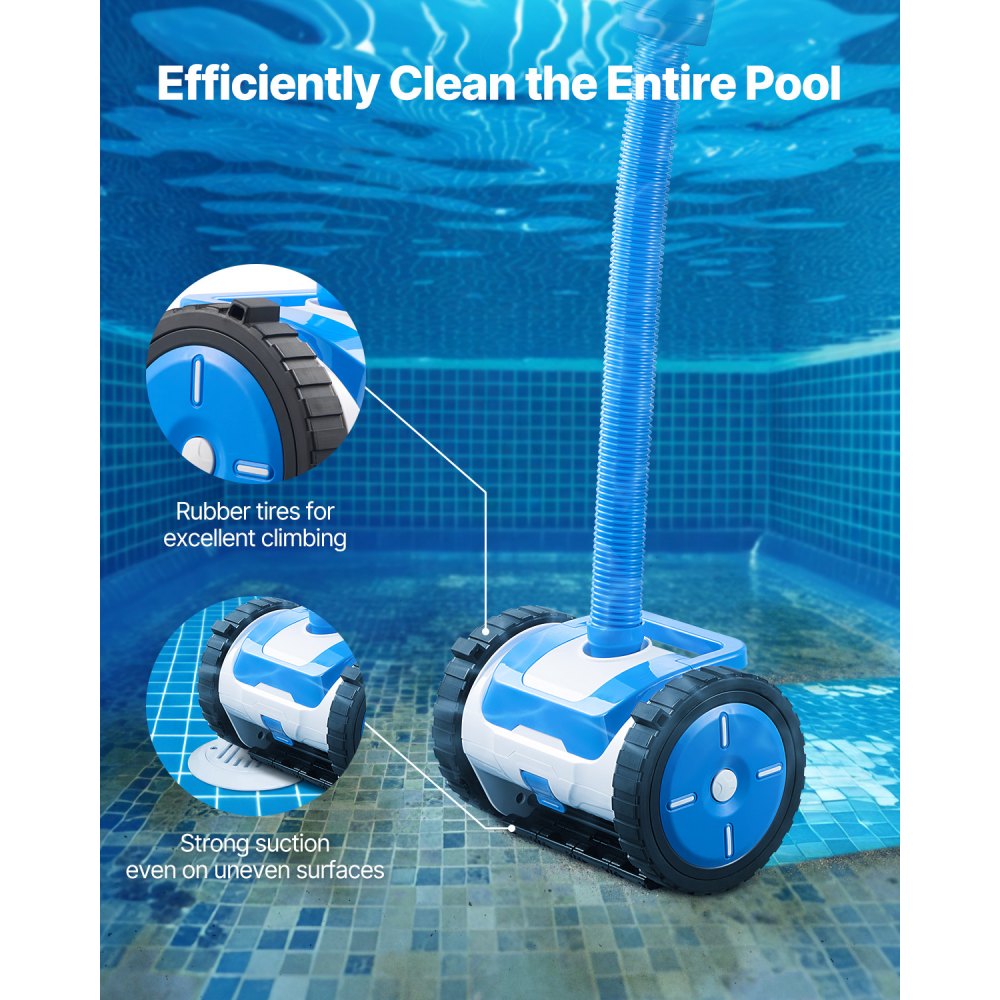 VEVOR Suction Pool Cleaner Vacuum Cleaner 2 Wheels for In/Above-ground Pool