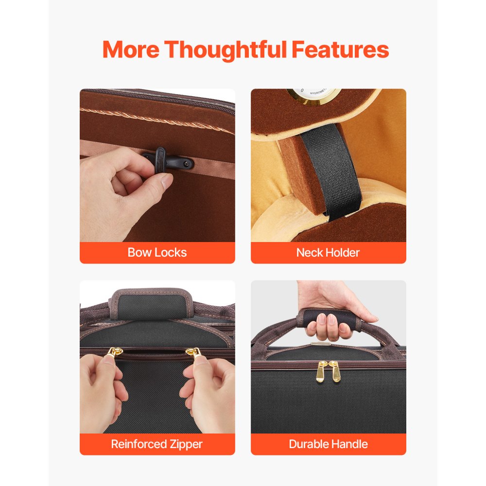 Portable Nylon Fabric 4/4 Full Size Violin Case Anti-Scratch Travel Carrying Bag