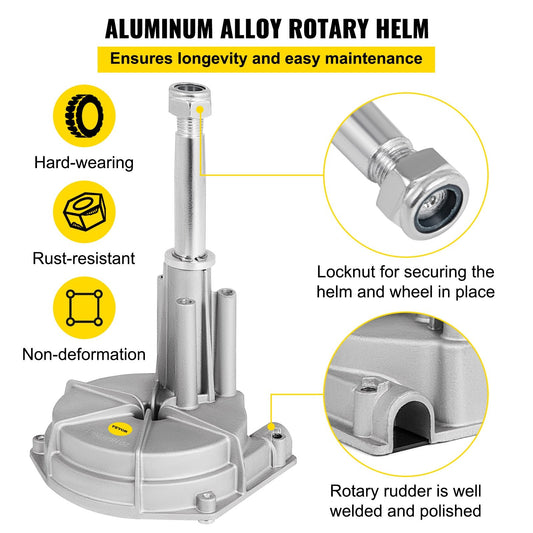 Marine Rotary Steering System with 3.96 m Cable and 34 cm Wheel