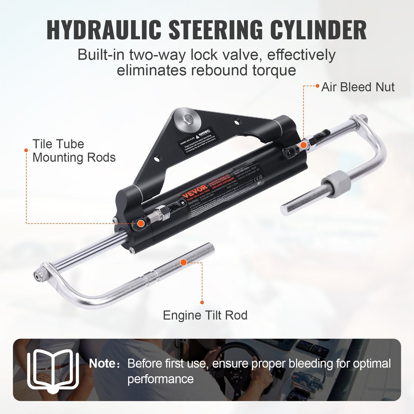 Hydraulic Outboard Steering System Kit for Boats Up to 150HP, Durable Design