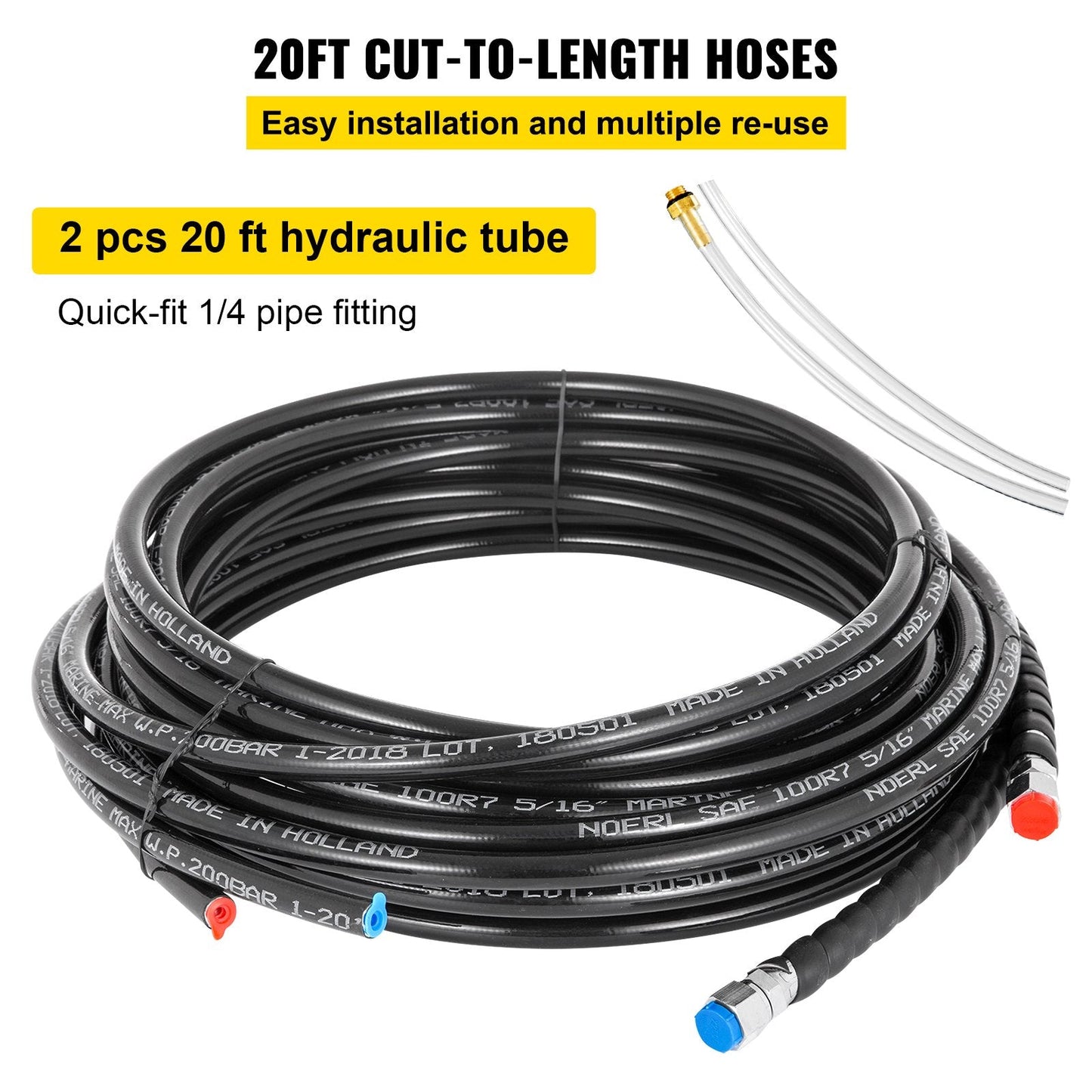 Hydraulic Boat Steering Kit with Helm Pump & Cylinder for 300HP Outboard Motors