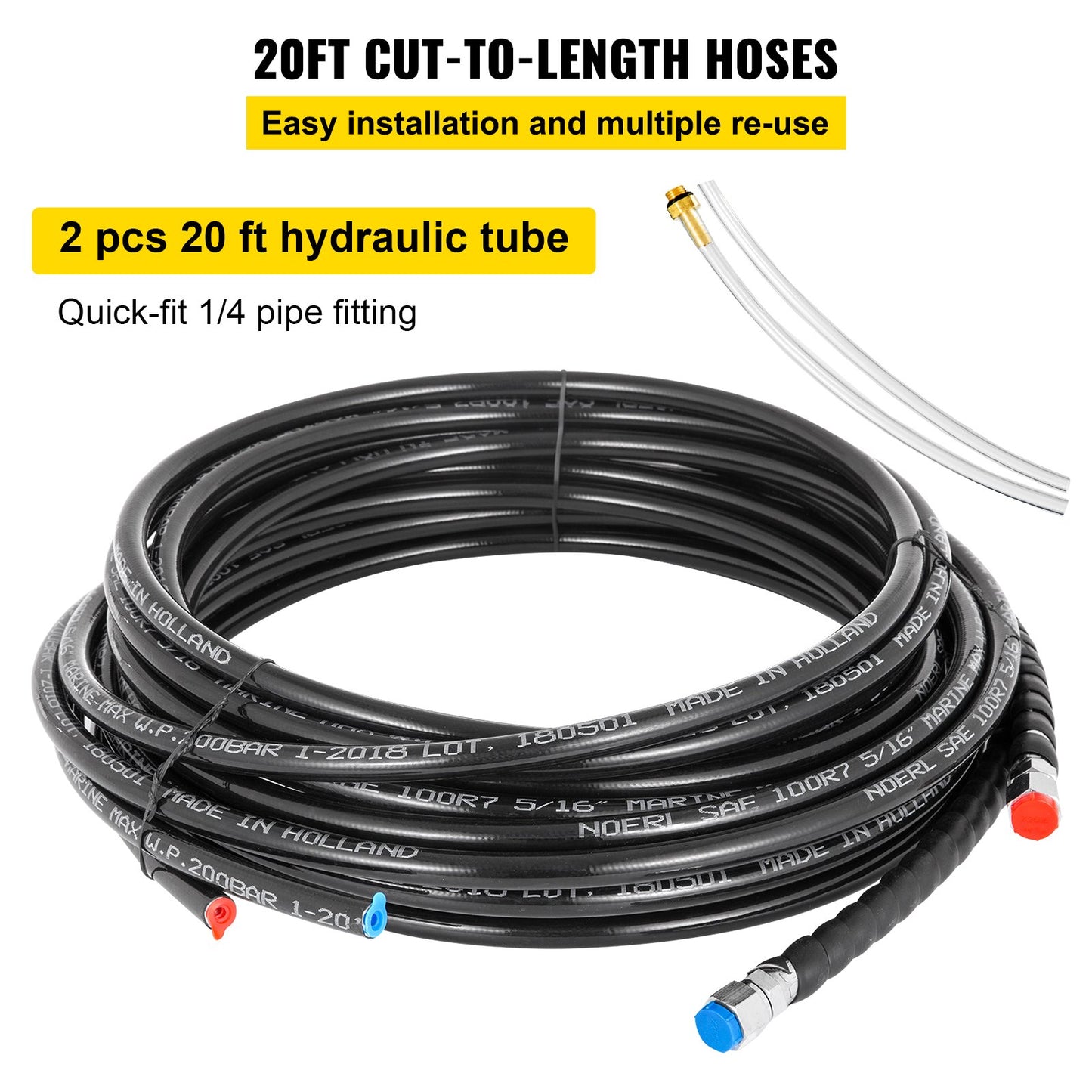 VEVOR Hydraulic Steering Kit 300HP Hydraulic Steering Compact Cylinder Hydraulic