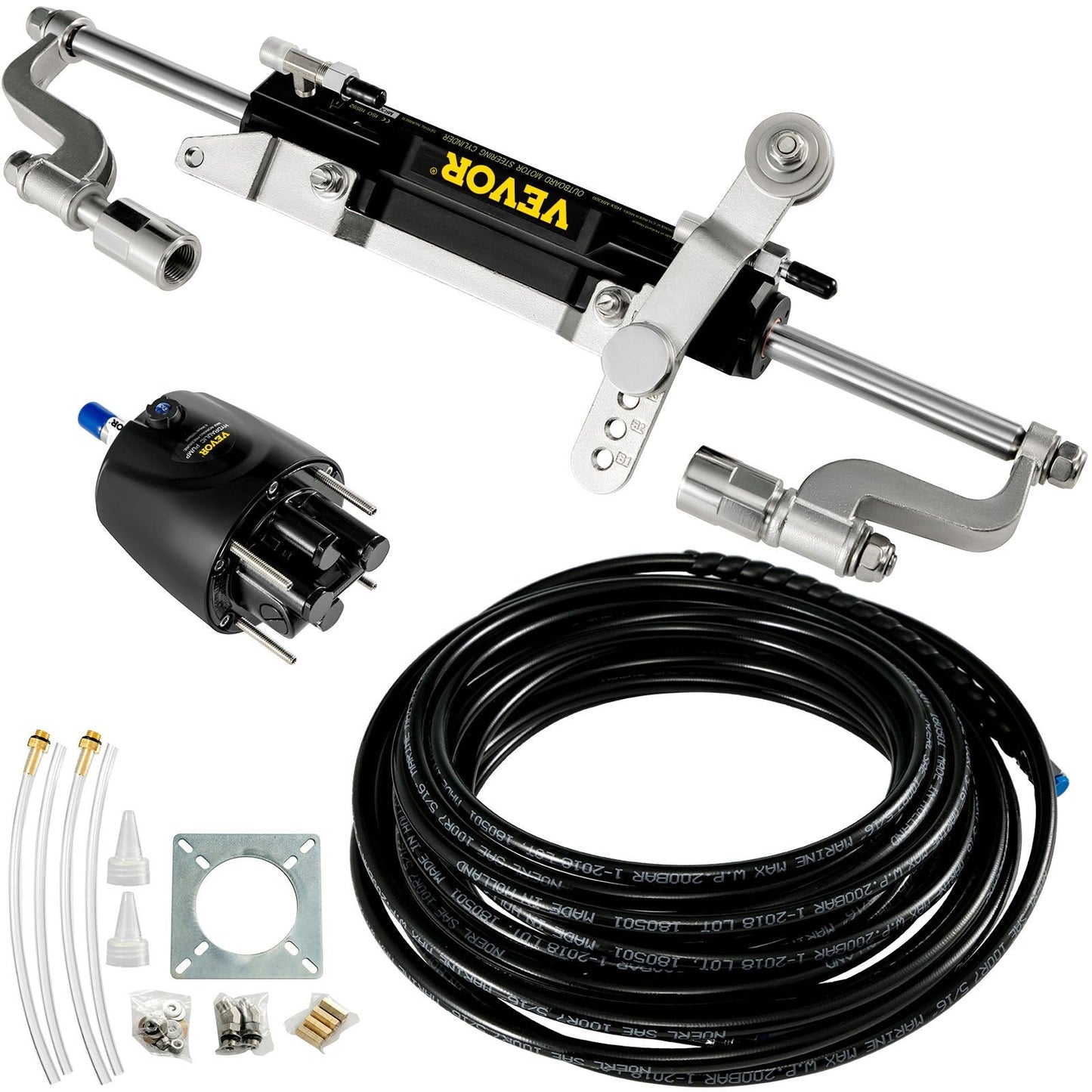 Hydraulic Boat Steering Kit with Helm Pump & Cylinder for 300HP Outboard Motors