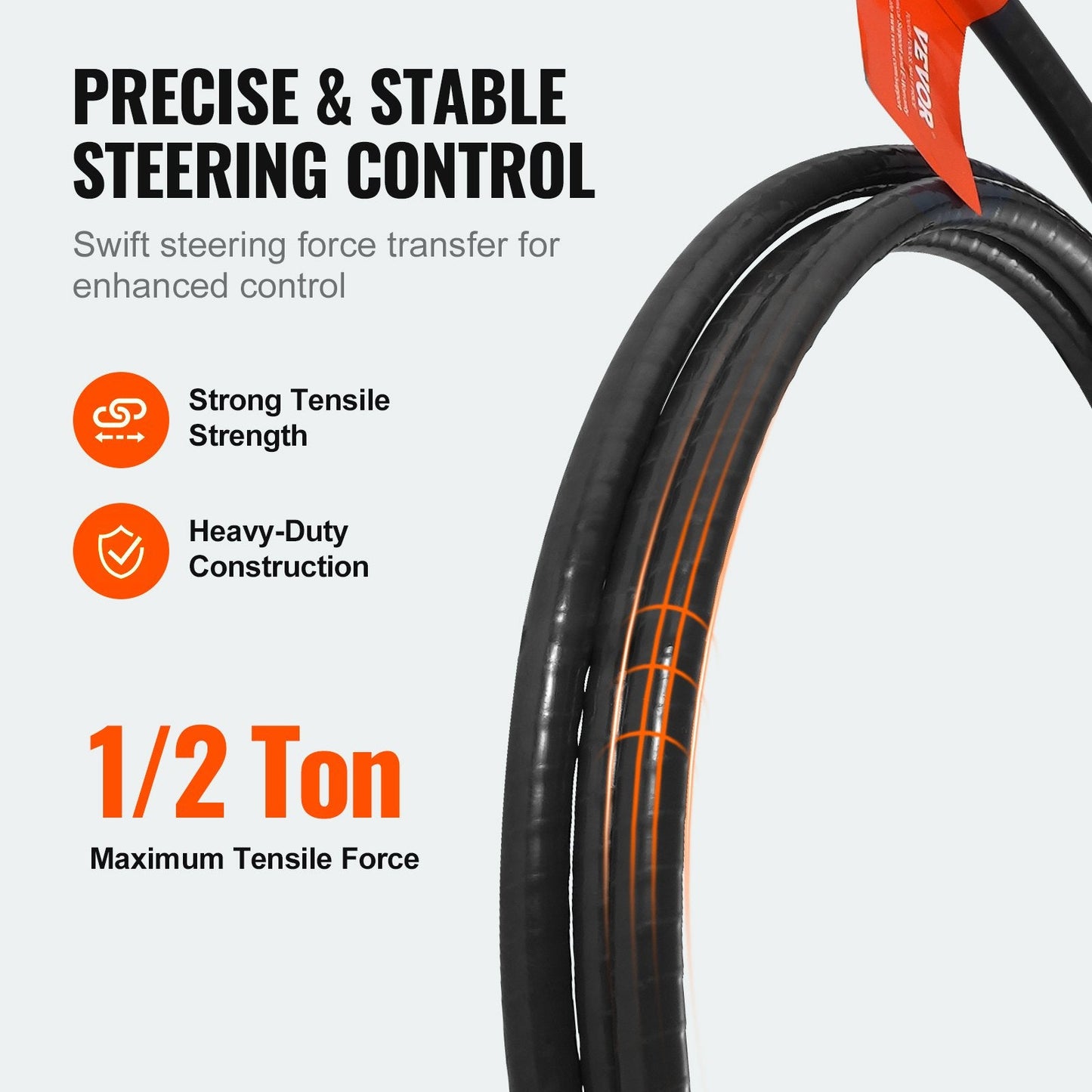 Marine Rotary Steering Cable, 5.2m, 500kg Capacity, High Tensile Strength