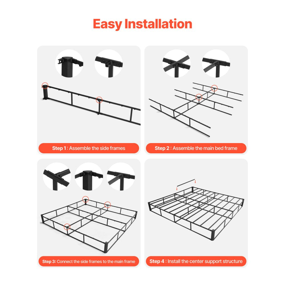 VEVOR Box Spring Queen Size Bed Frame with Fabric Cloth 79.1L x 59.6W x 5.1H in