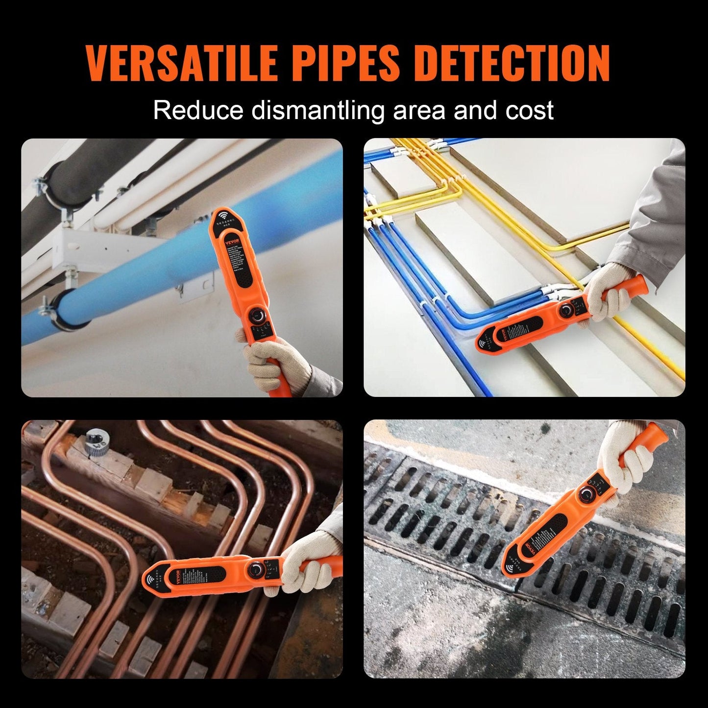 Underground Pipe Blockage Detector, 30m Waterproof Sewer Scanner with Sensitivity Adjustment