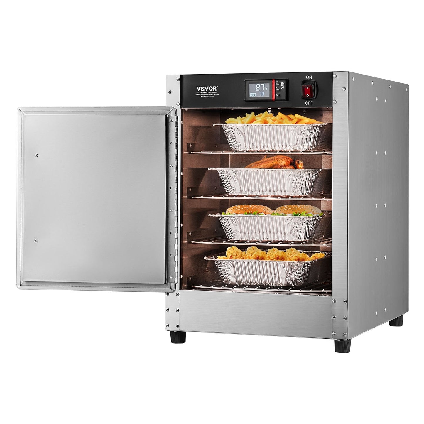 4-Tier Commercial Food Warmer Cabinet with Water Tray, 80-177℉ Temperature Range