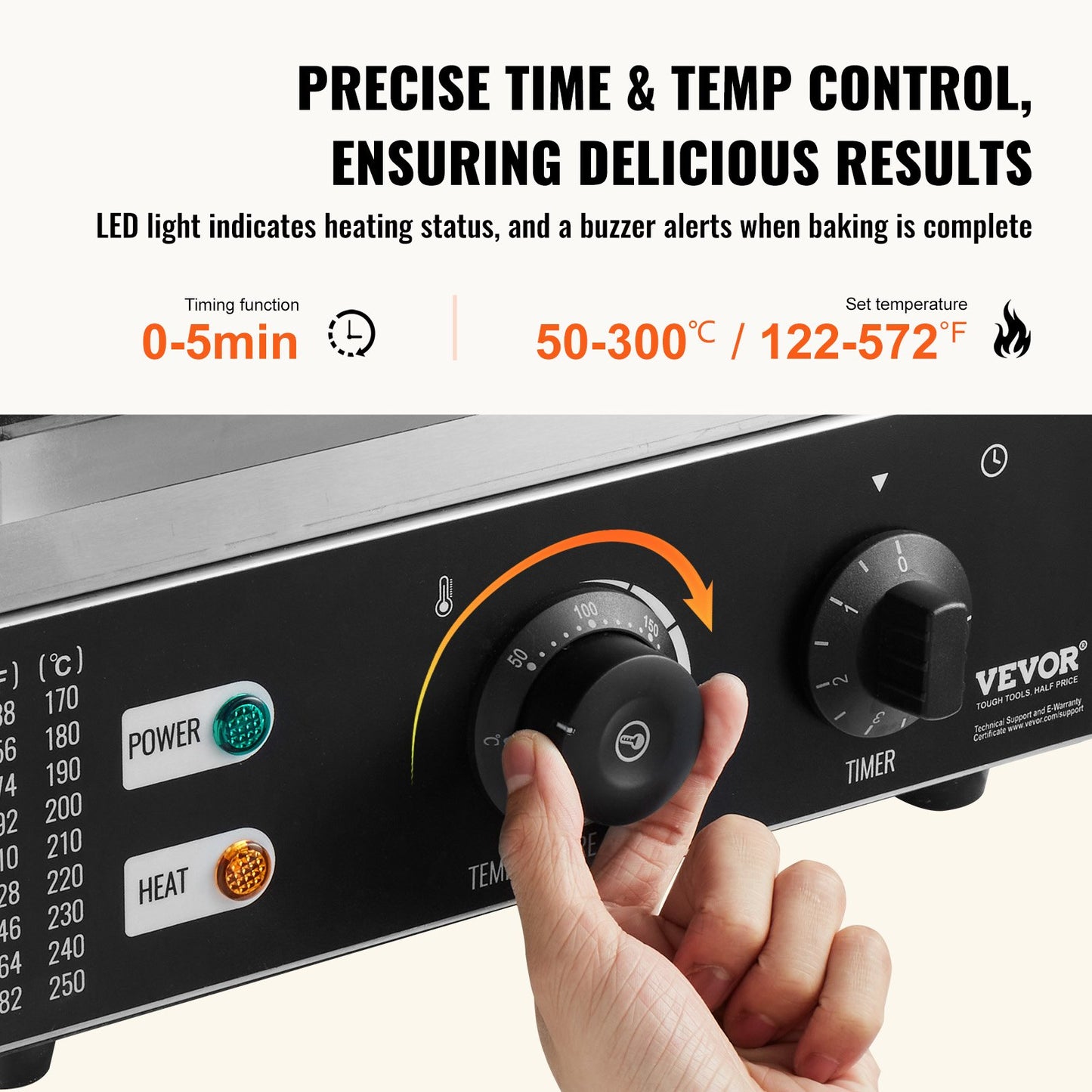 VEVOR Electric Donut Maker, 1550W Commercial Doughnut Machine with Non-stick Surface,