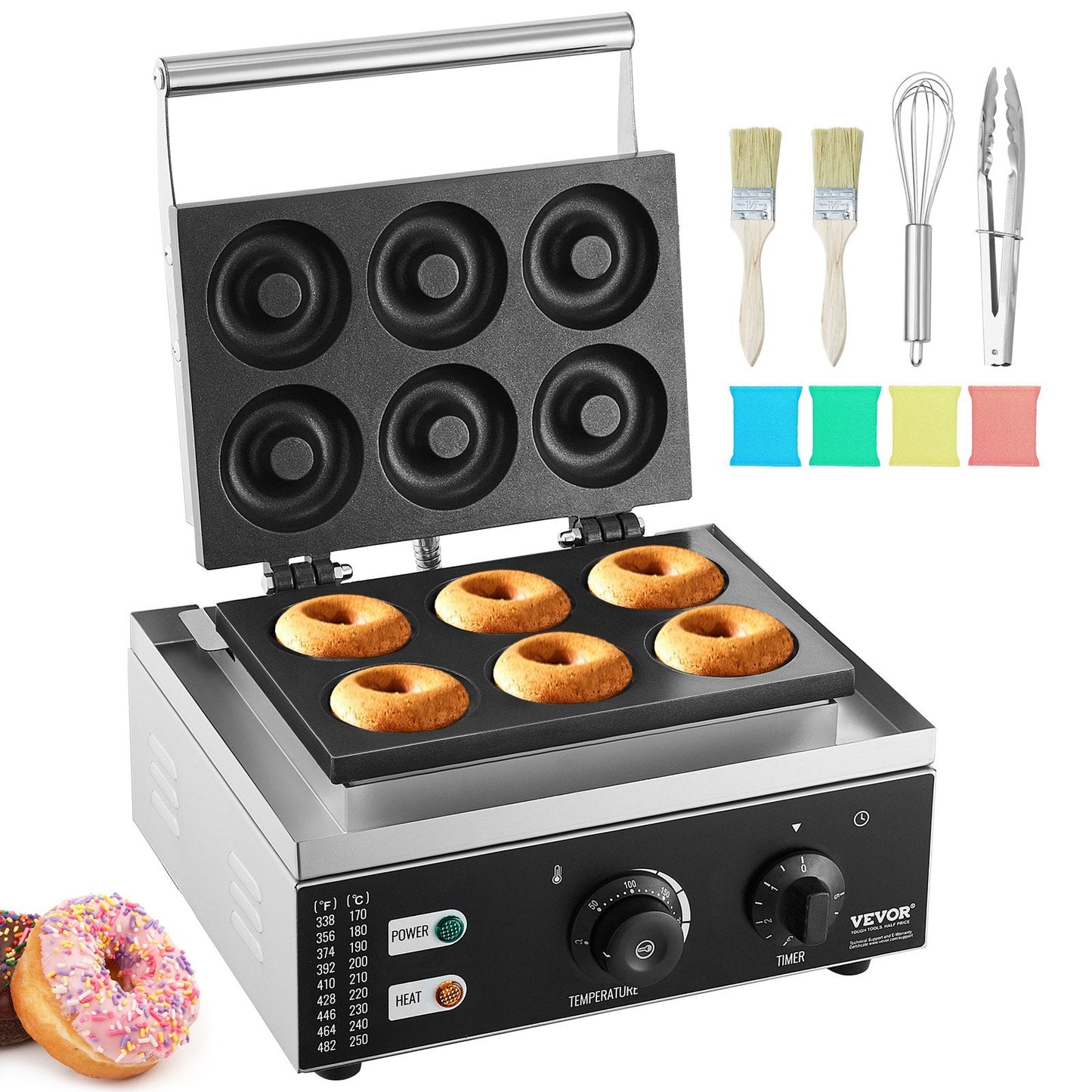 Electric Donut Maker, 1550W, Non-stick, 6 Donuts, 0.36x0.33x0.24m, 7.5kg
