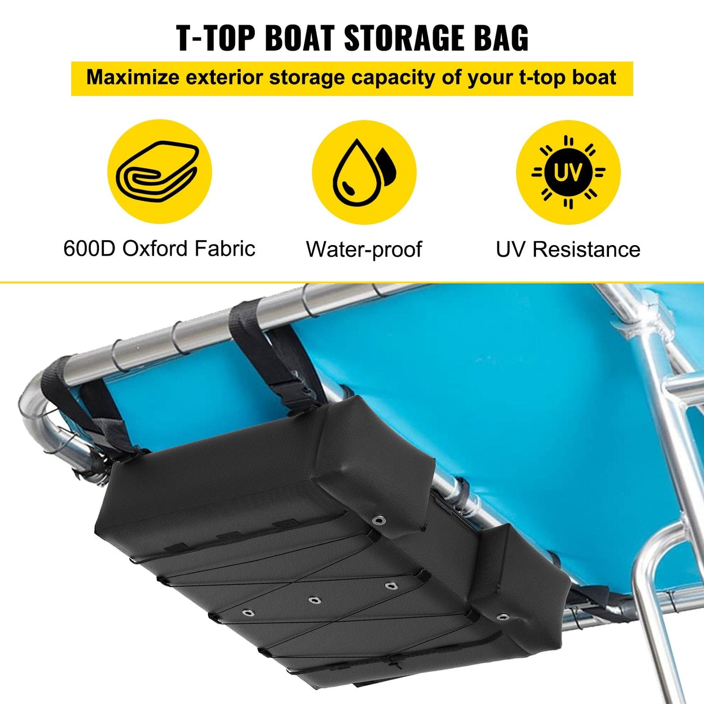 Boat Bimini Top Storage Bag for 4 Life Jackets with Extra Pockets and Trash Bag