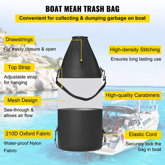 Boat Bimini Top Storage Bag for 4 Life Jackets with Extra Pockets and Trash Bag