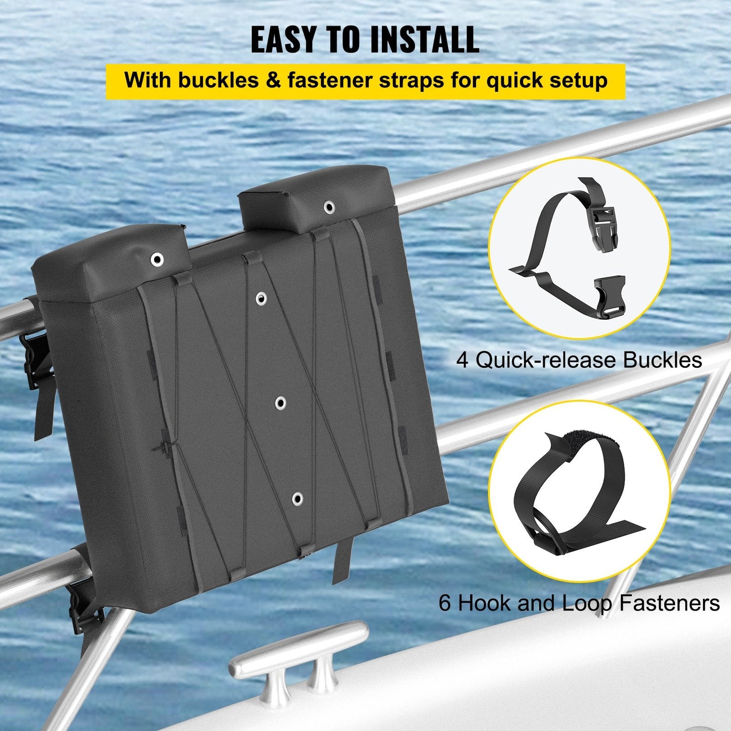 Boat Bimini Top Storage Bag for 4 Life Jackets with Extra Pockets and Trash Bag