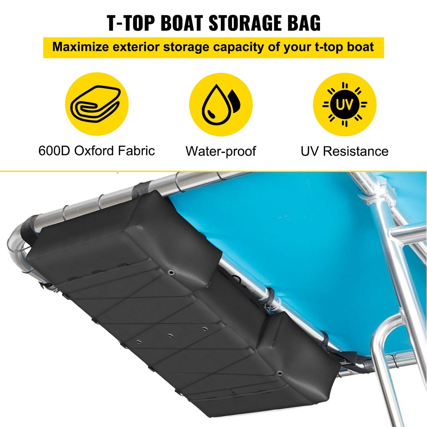 T-Top Boat Storage Bag for 6 Life Jackets with Mesh Trash Bag & Extra Pockets