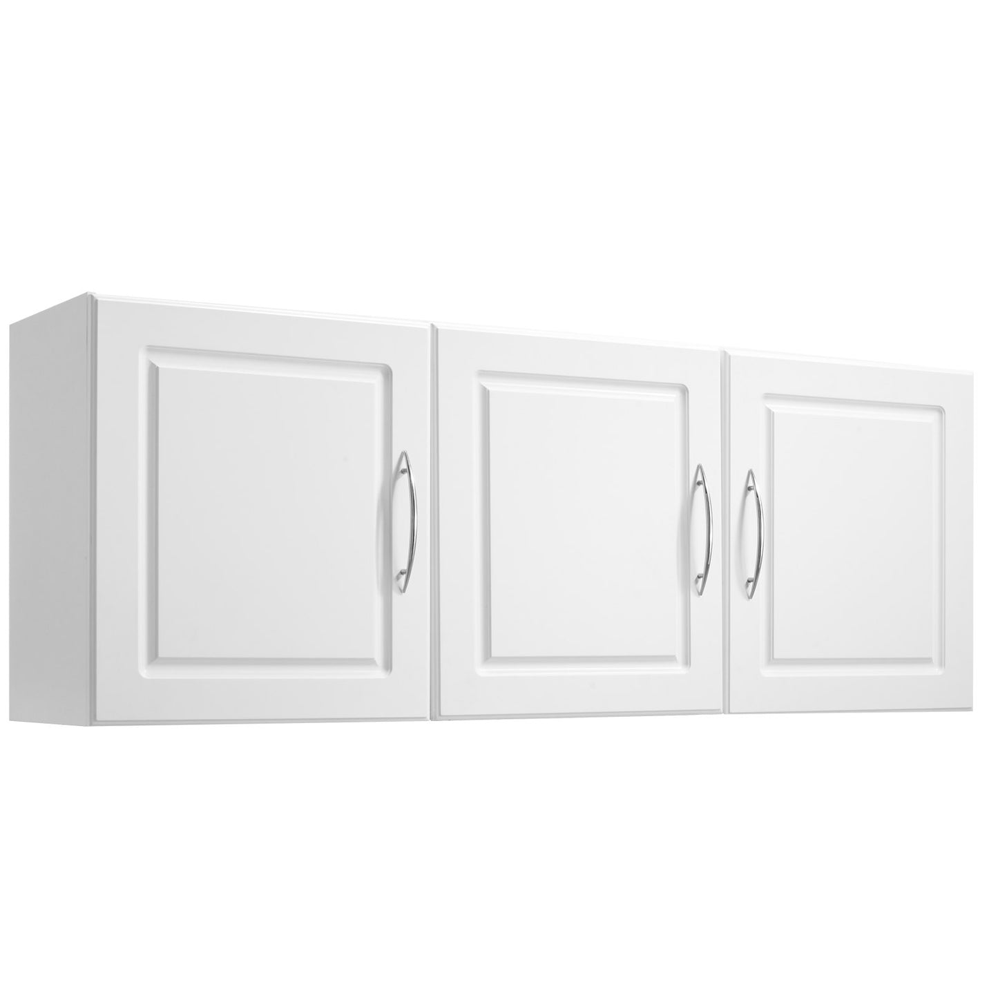 Laundry Room Wall Cabinet, 2-Tier Wall Mounted Hanging Cabinet with Adjustable Shelf, Cupboard Storage with 3 Doors, for Kitchen, Bathroom, Laundry, 31.6 x 137.2 x 51.6 cm (D x W x H), White