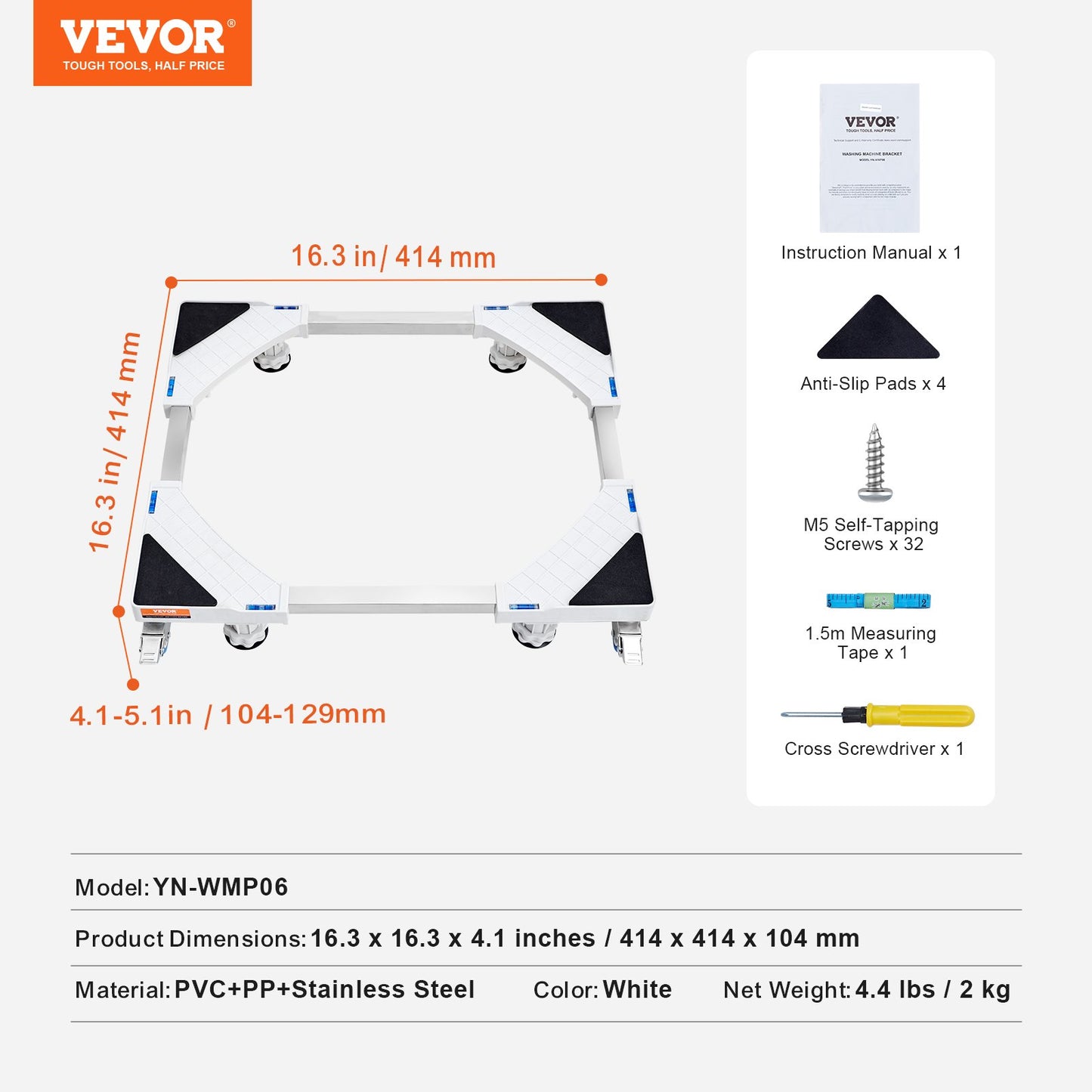 VEVOR Mini Fridge Stand Universal Laundry Pedestal, Adjustable Refrigerator Stand