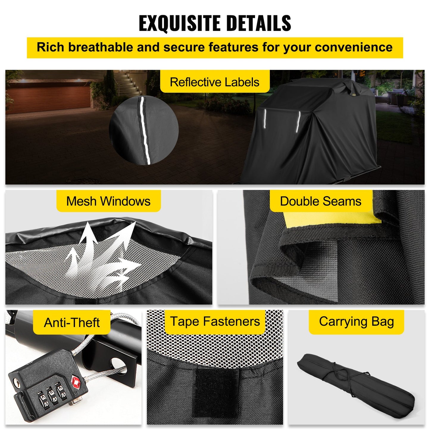 VEVOR Motorcycle Shelter Motorcycle Cover Waterproof Storage Cover Tent w/ Lock
