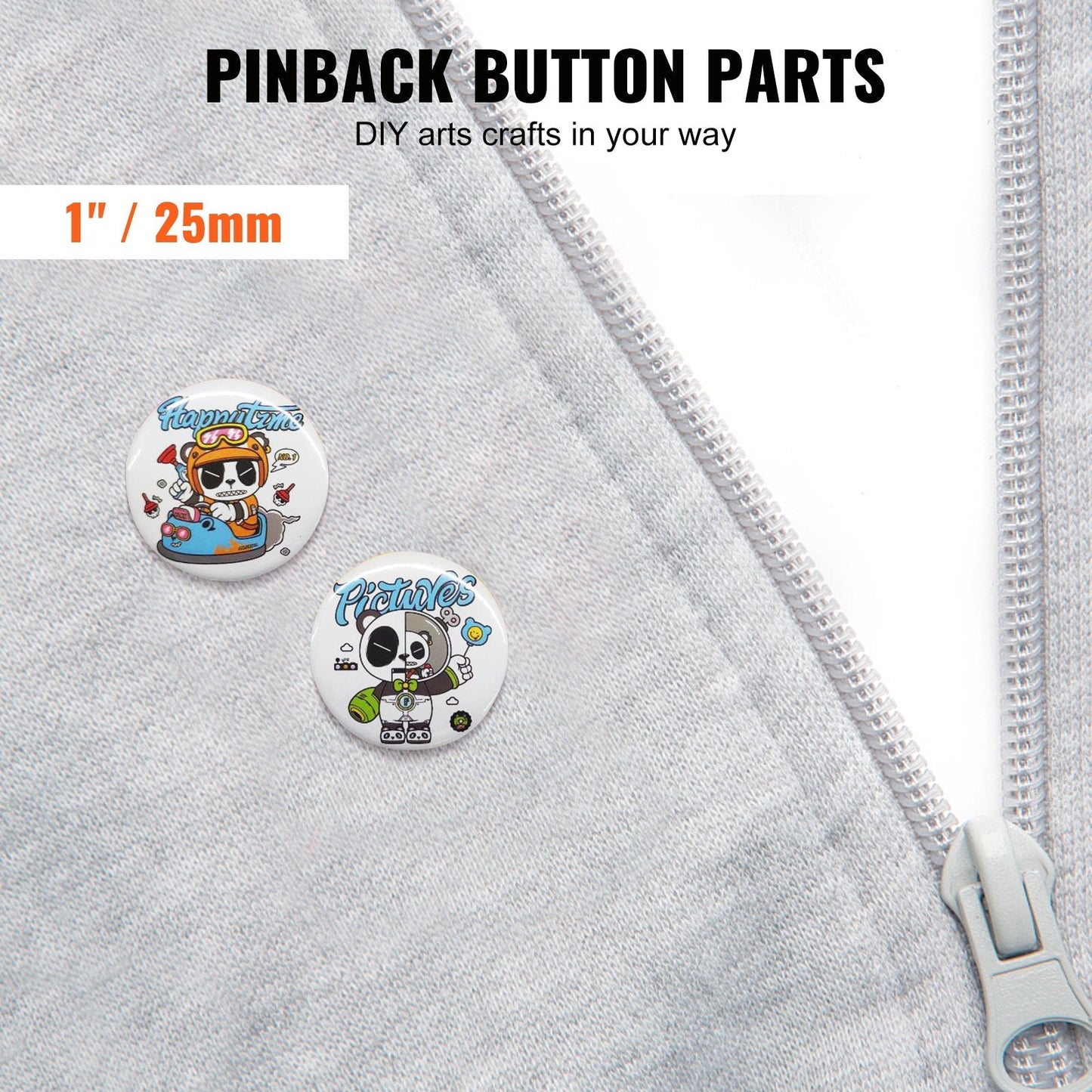 1 Meter Button Badge Parts for Maker Machine - 500 Sets, Metal & Plastic