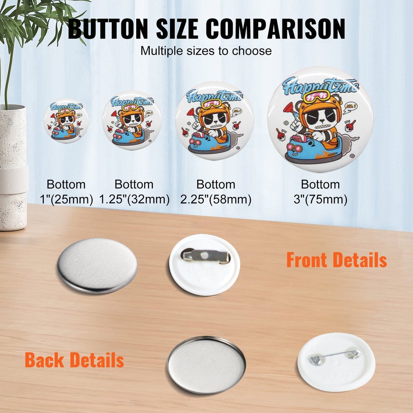 1 Meter Button Badge Parts for Maker Machine - 500 Sets, Metal & Plastic