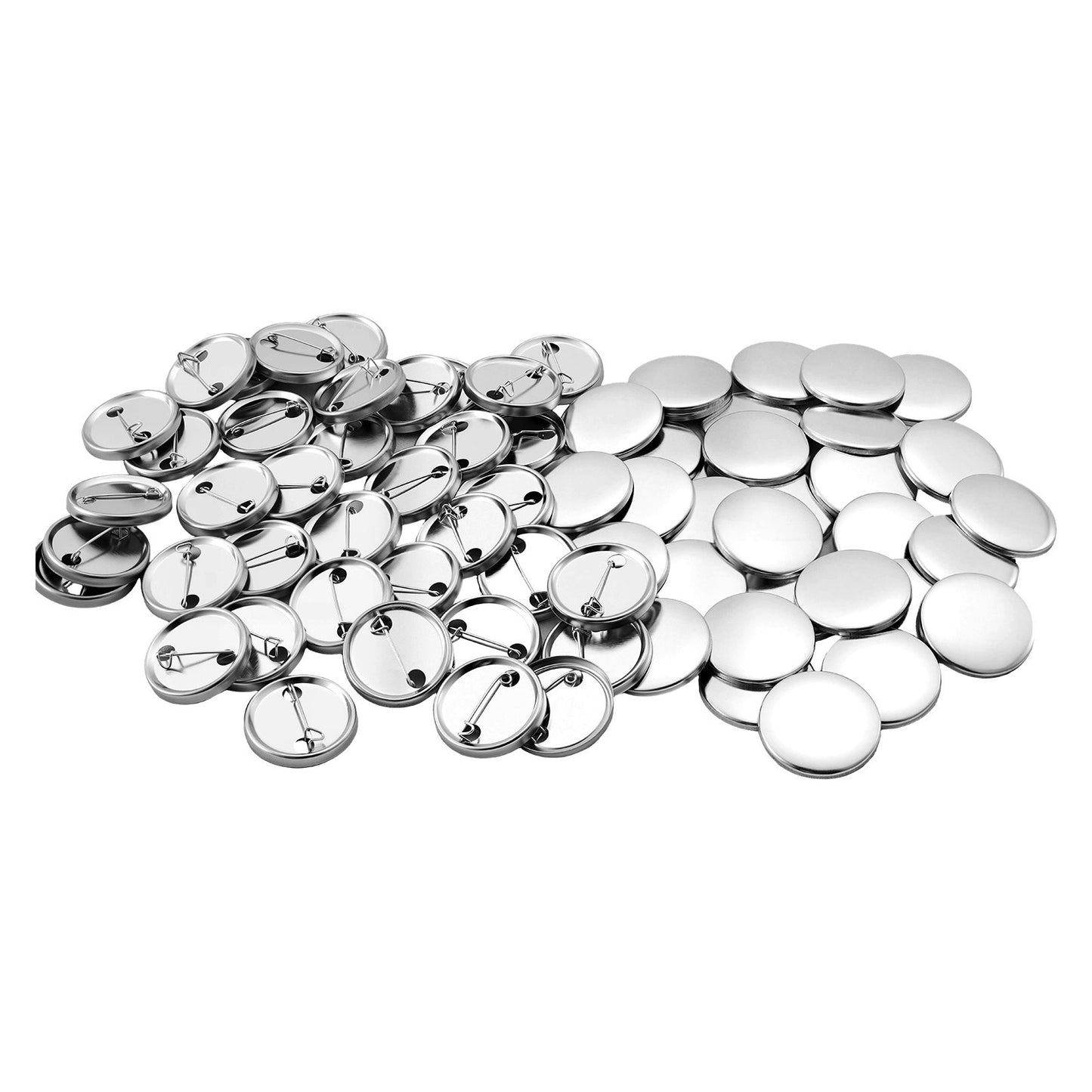 Button Maker Supplies 200 Sets 1.26 in / 32 mm Pin Back Button Parts, with Metal Backs, Metal Shells, Clear Mylar Films, and Blank Circle Papers, for Home DIY, School Events, and Custom Studio