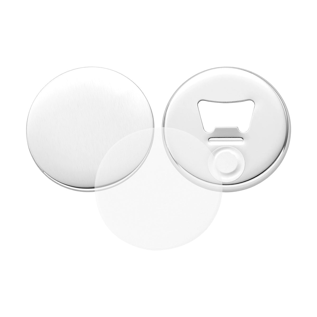 Button Maker Supplies 50 Sets 2.28 in / 58 mm Refrigerator Magnets, Bottle Openers, and Keychains Button Parts with Backs, Shells, Clear Mylar Films, and Blank Circle Papers, for Home DIY