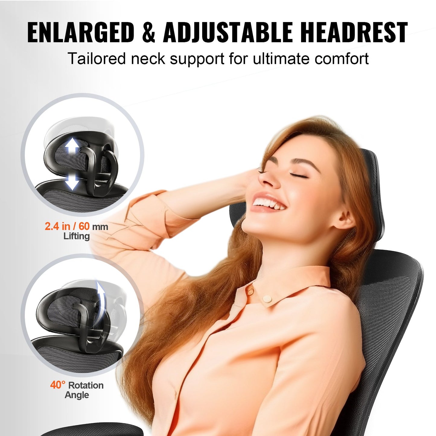VEVOR Office Chair with Adjustable Lumbar Support, High Back Ergonomic Desk Chair