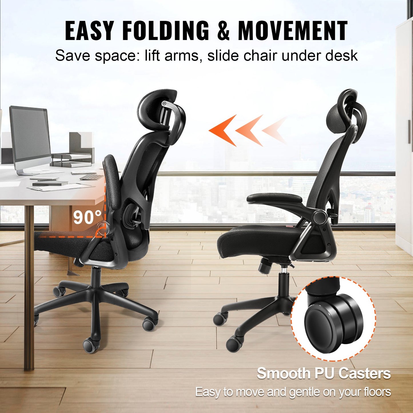 VEVOR Office Chair with Adjustable Lumbar Support, High Back Ergonomic Desk Chair