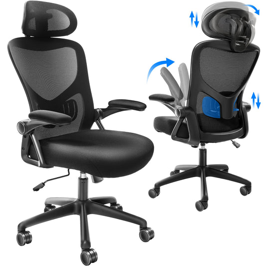 VEVOR Office Chair with Adjustable Lumbar Support, High Back Ergonomic Desk Chair