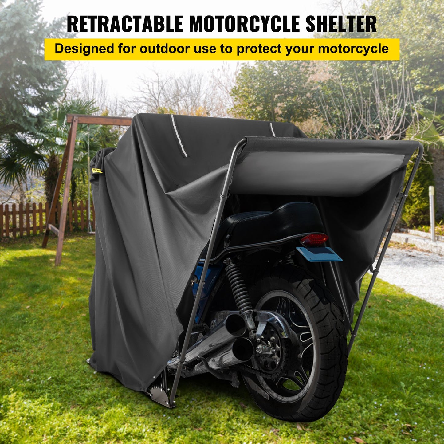 VEVOR Motorcycle Shelter Shed Strong Frame Motorbike Garage Waterproof 106.3"x 41.3"x