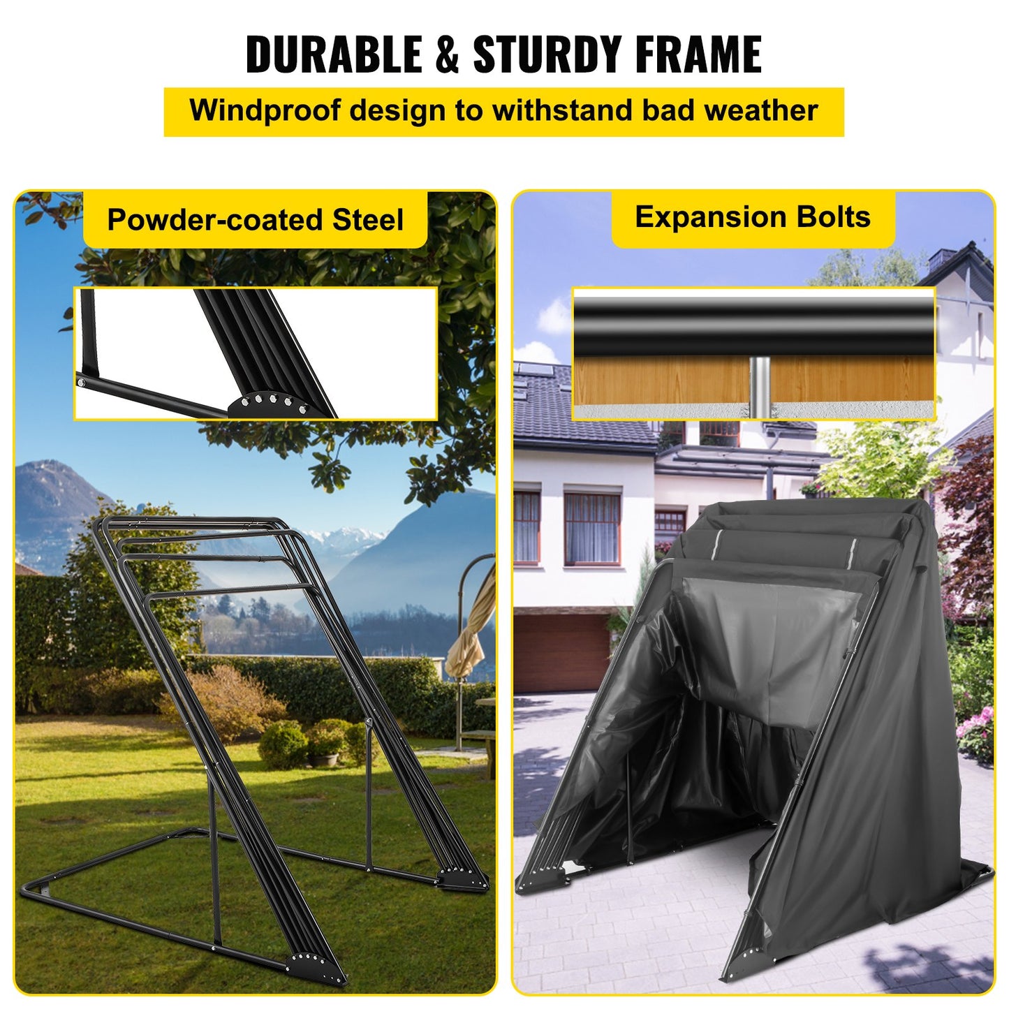 VEVOR Motorcycle Shelter Shed Strong Frame Motorbike Garage Waterproof 106.3"x 41.3"x