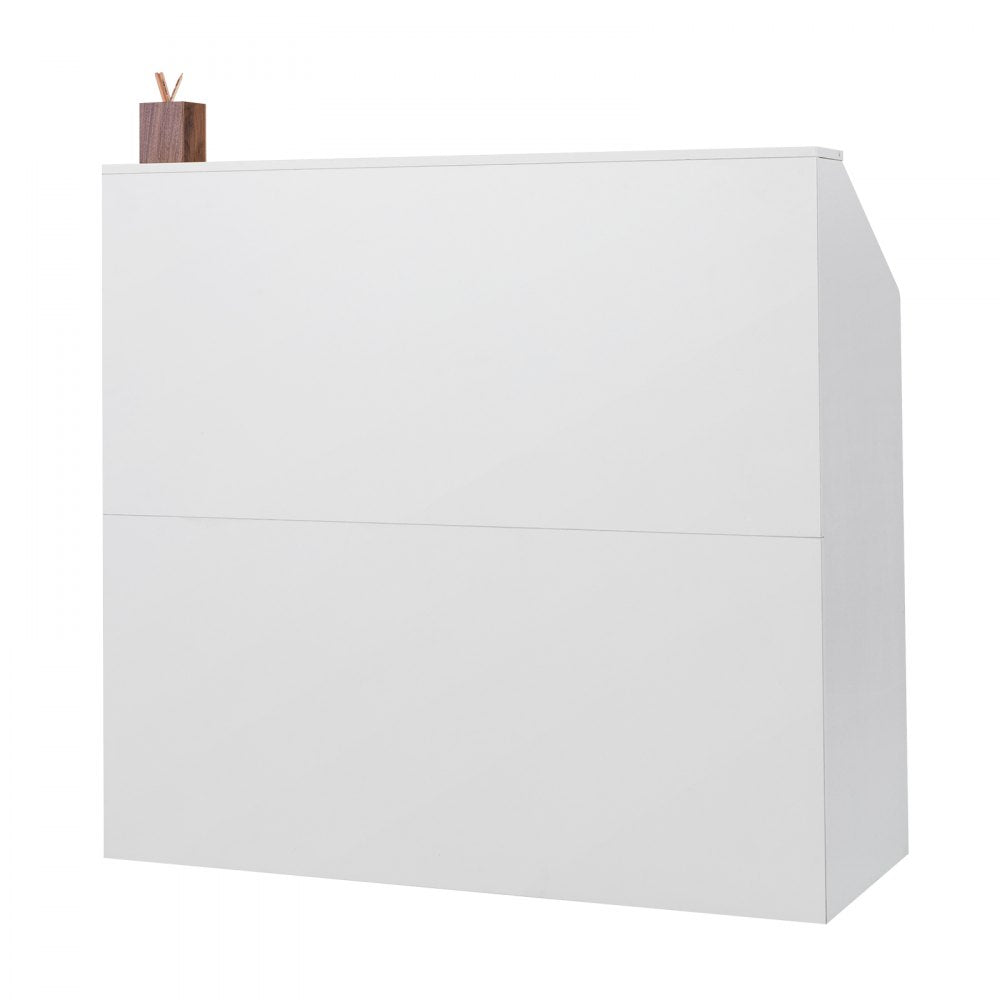 VEVOR Reception Desk Rectangular Front Counter Table 118 cm White Office Table