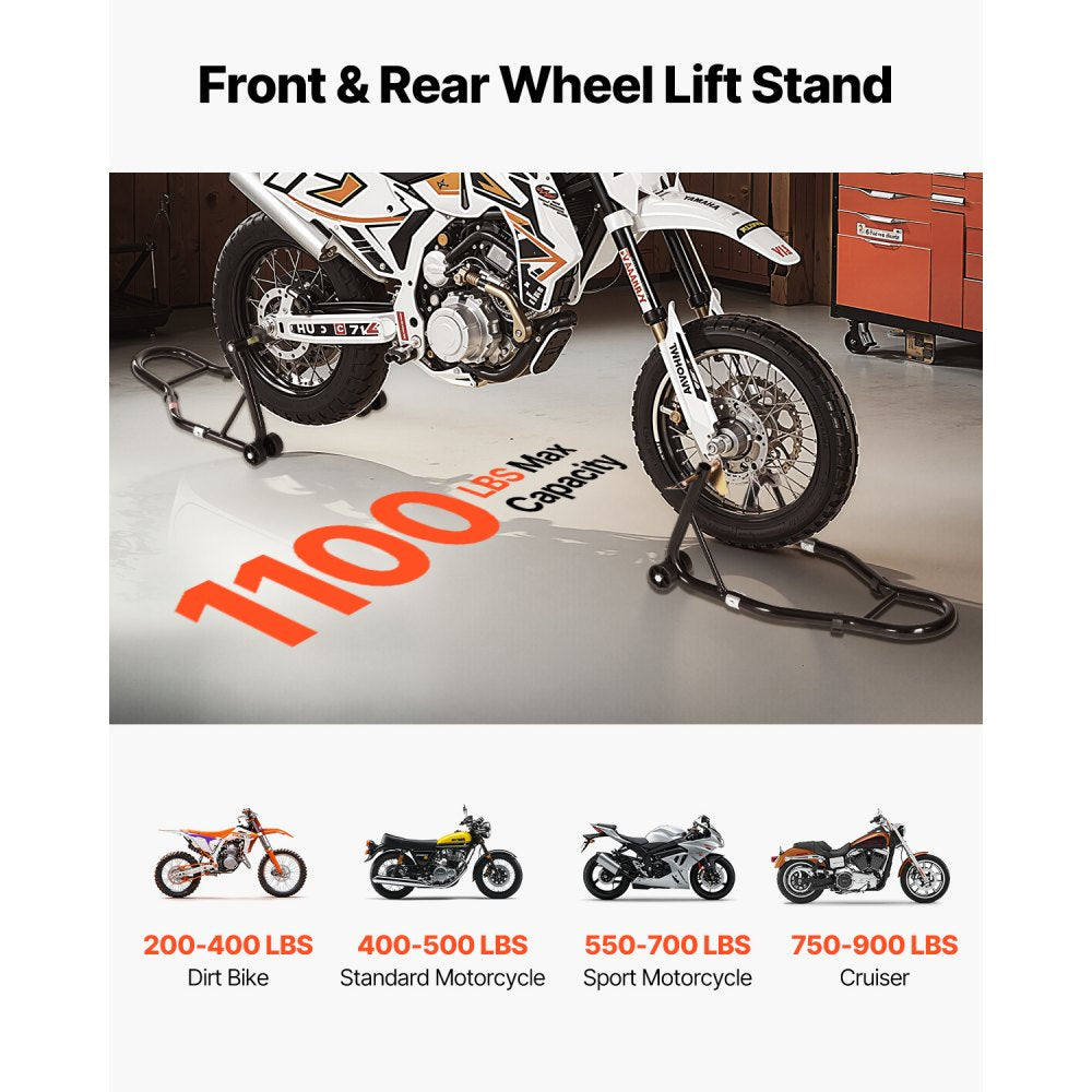 VEVOR Motorcycle Front & Rear Stand Lift 1100 lbs Spoolift Paddock Swingarm Arm