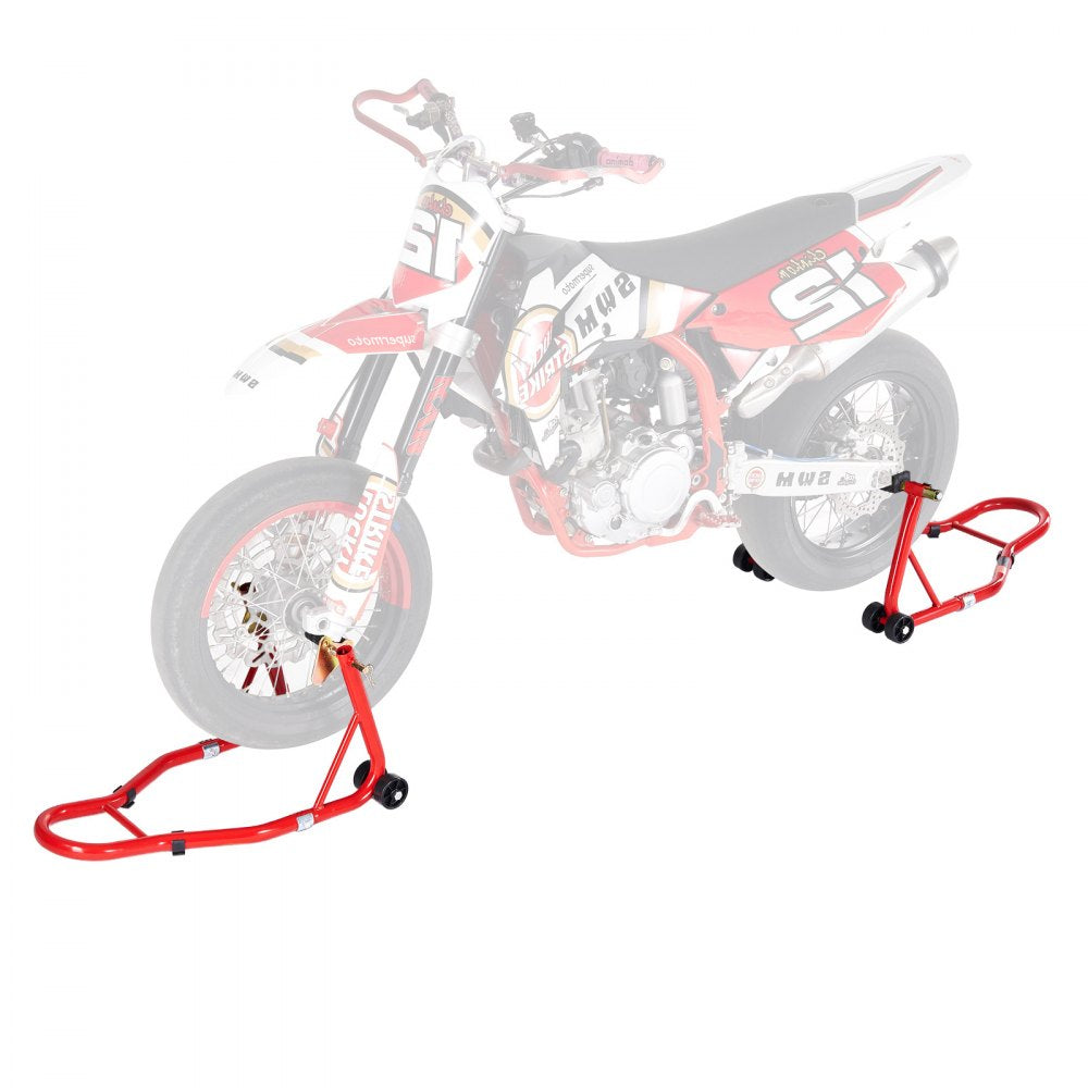 VEVOR Motorcycle Front & Rear Stand Lift 850lb Spoolift Paddock Swingarm Arm Red