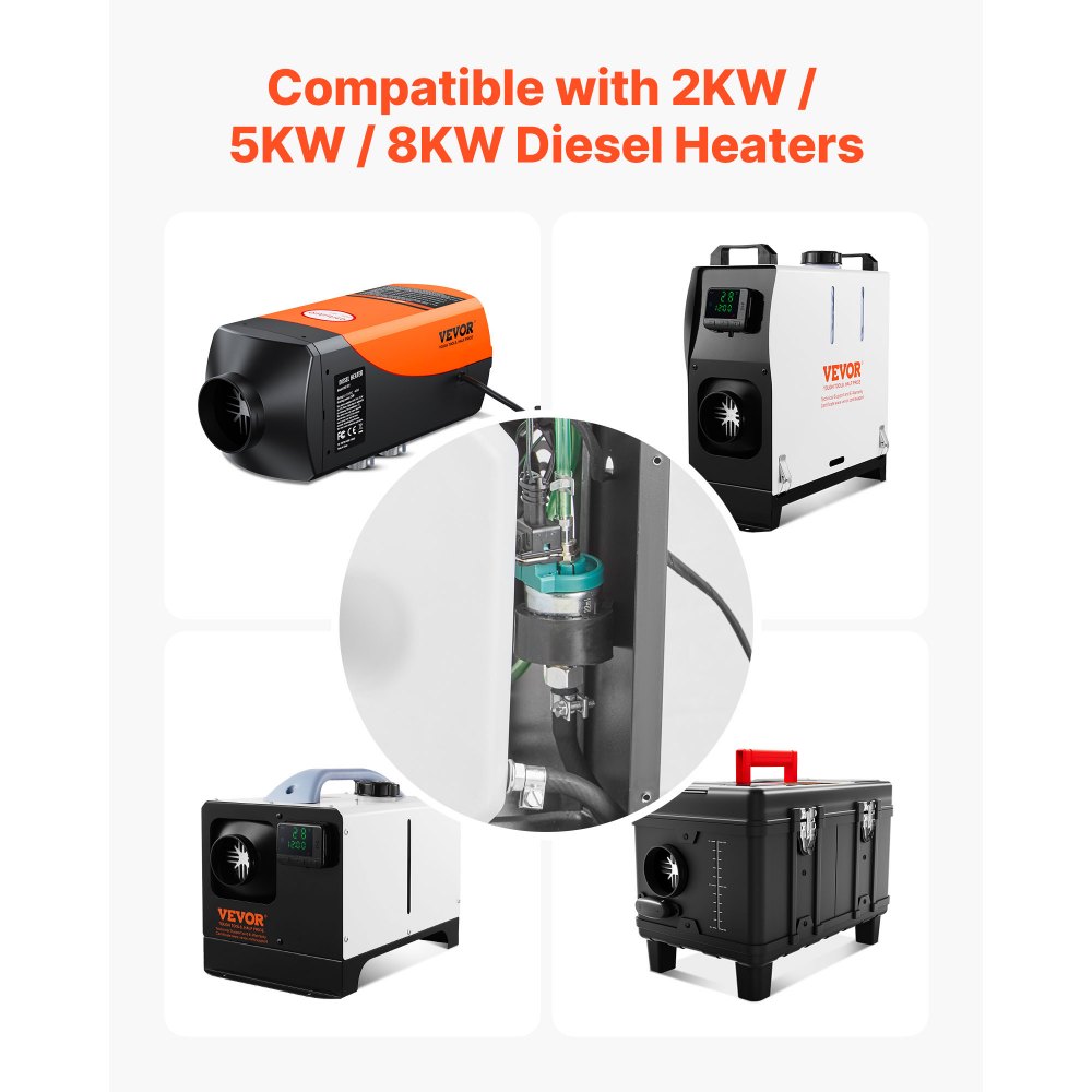 Diesel Heater Fuel Pump, 12V DC Car Air Heater Diesel Fuel Dosing Pump, 22ML Aluminum Air Diesels Parking Heaters Pumps Fits for 2KW 5KW 8KW Diesels Heaters, Quiet Design, Pulse Technology